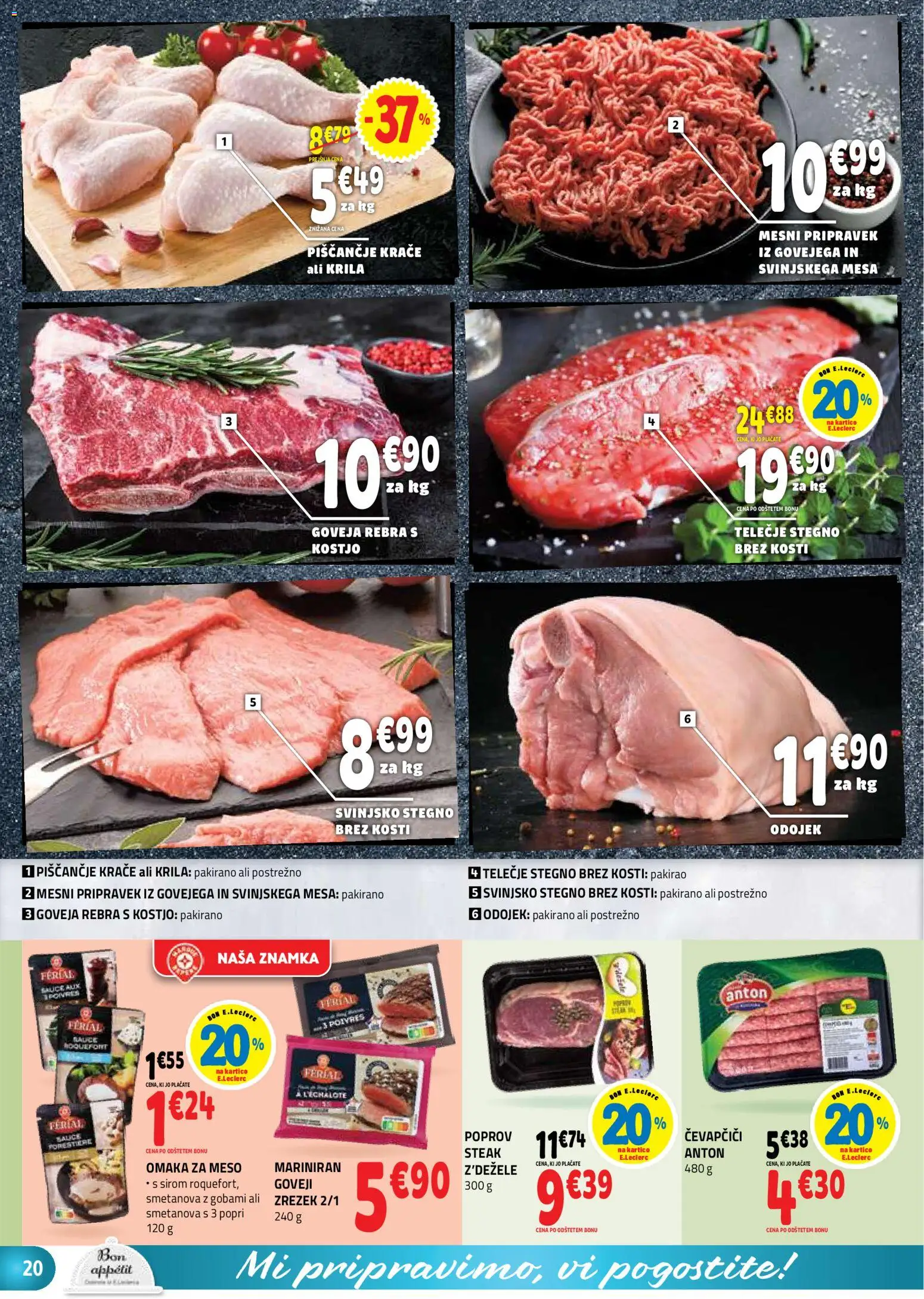 Novi E.leclerc katalog ponudbe – veljaven od 23.09.2026 | Stran: 20 | Izdelki: Čevapčiči, Omaka