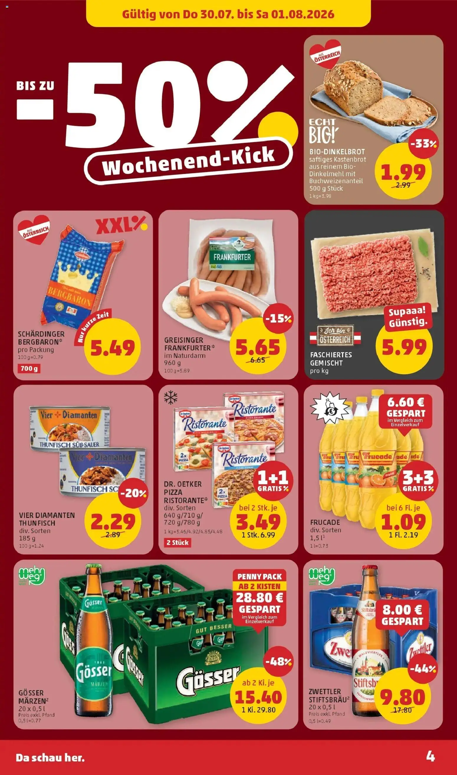 Penny Markt Die ganze Woche sparen - Wien gültig ab 30.07.2026 | Seite: 4 | Produkte: Pizza, Fisch