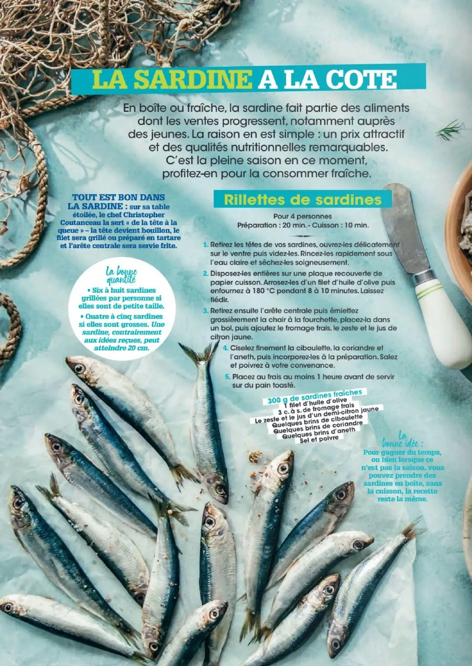 {H1} | Page: 10 | Produits: Sardine, Sel, Jus, Fromage frais