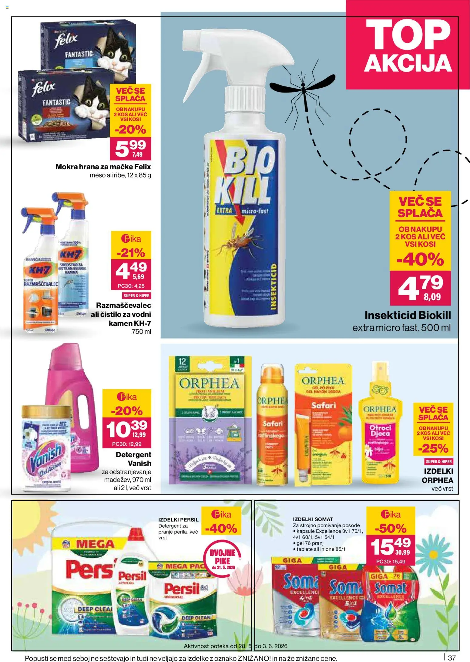 Novi Mercator katalog ponudbe – veljaven od 28.05.2026 | Stran: 37 | Izdelki: Hrana za mačke, Kos, Detergent