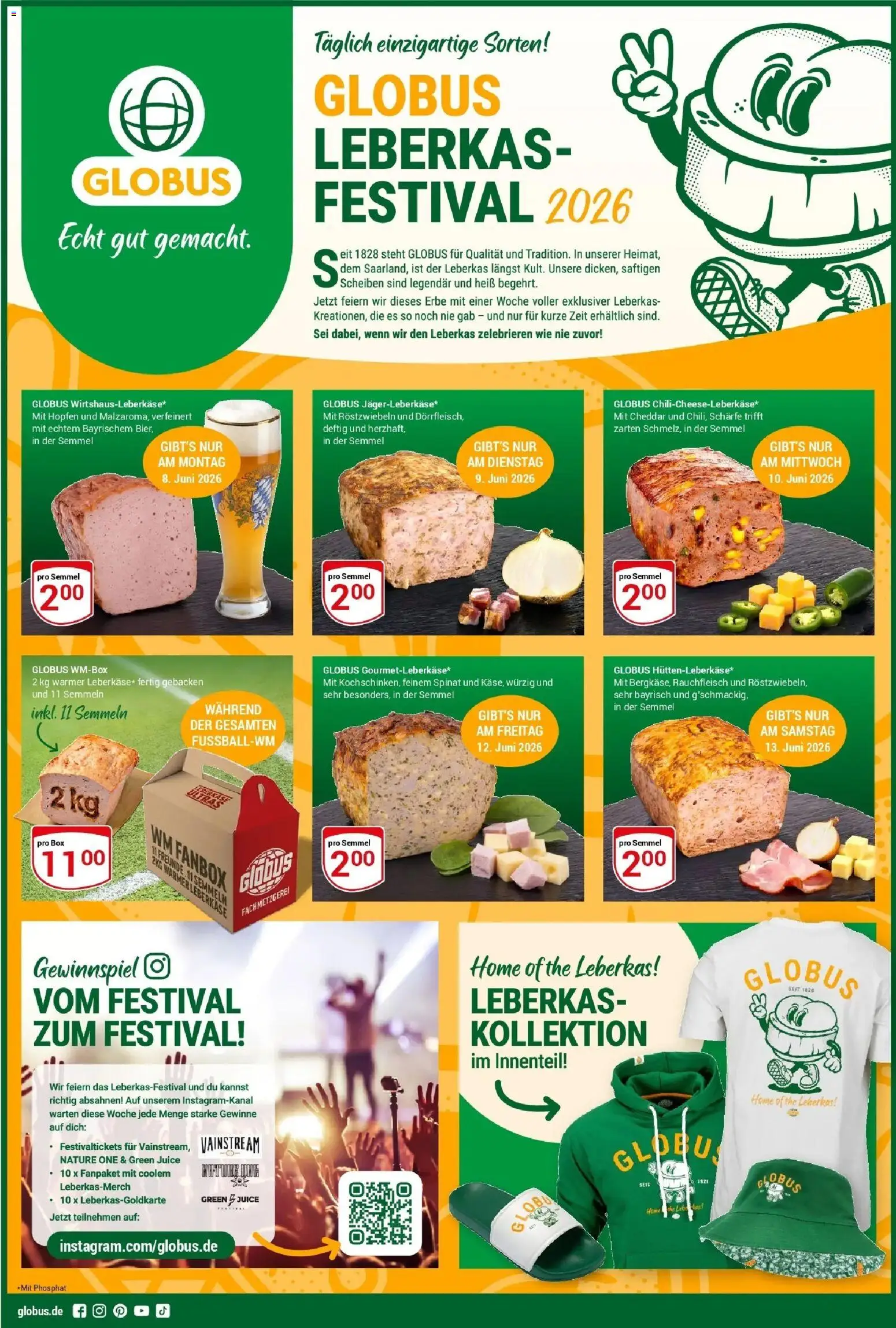 Globus Leberkas Festival 2026 – gültig ab 08.06.2026 | Seite: 1 | Produkte: Box, Leberkase