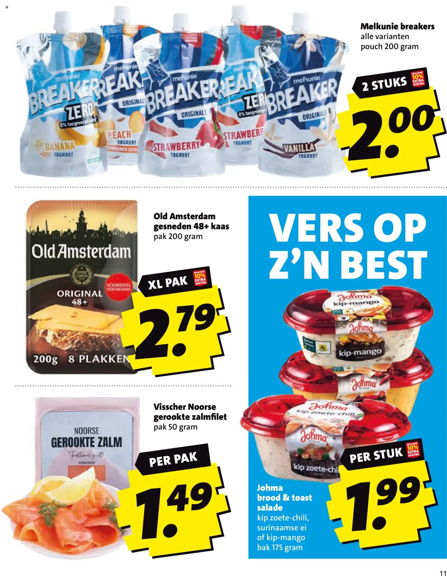 {H1} | Pagina: 11 | Producten: Yoghurt, Brood, Zalm, Mango