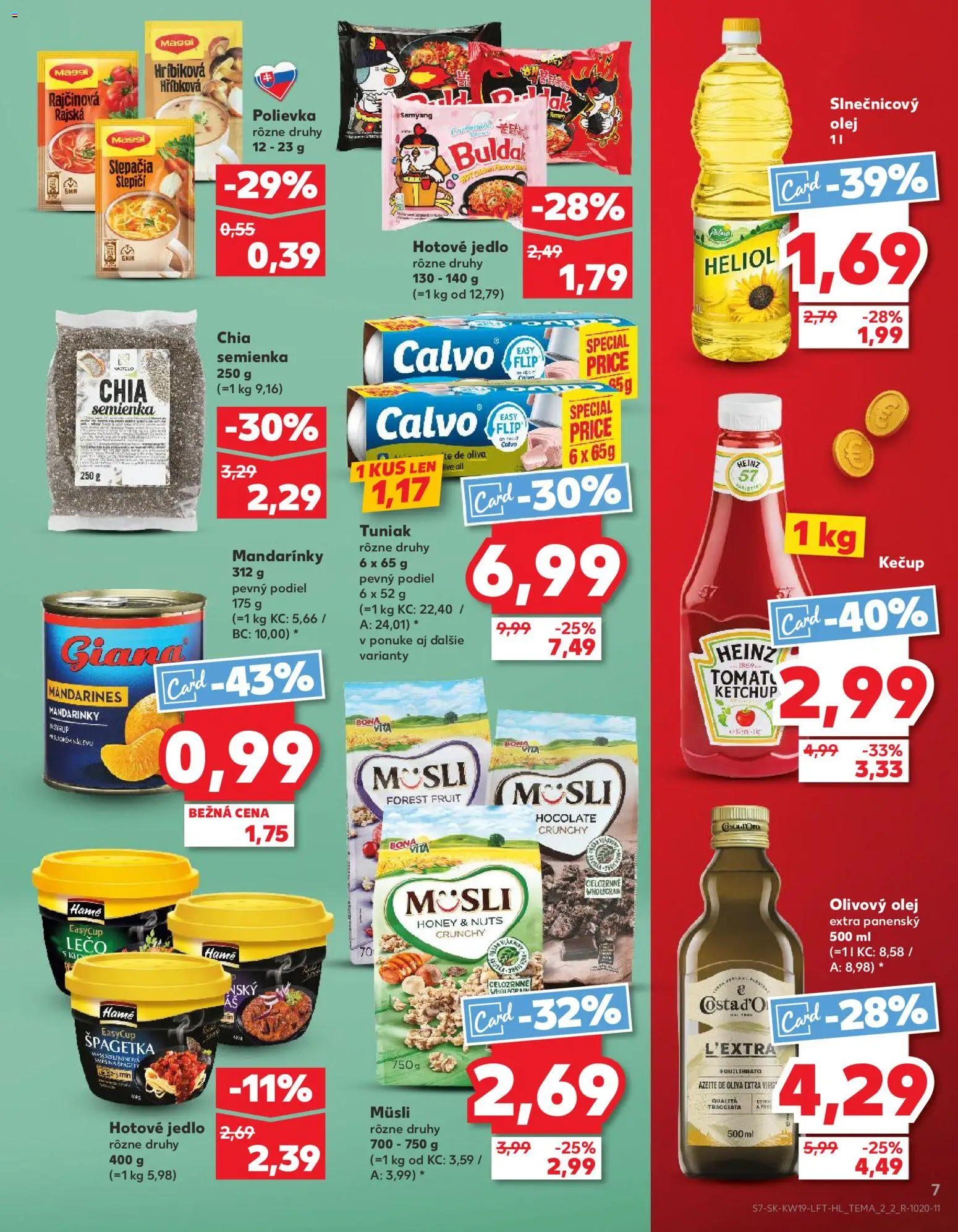Nové Kaufland akcie – leták je platný od 07.05.2026 | Strana: 7 | Produkty: Olivový olej, Slnečnicový olej, Mandarinky, Špagety