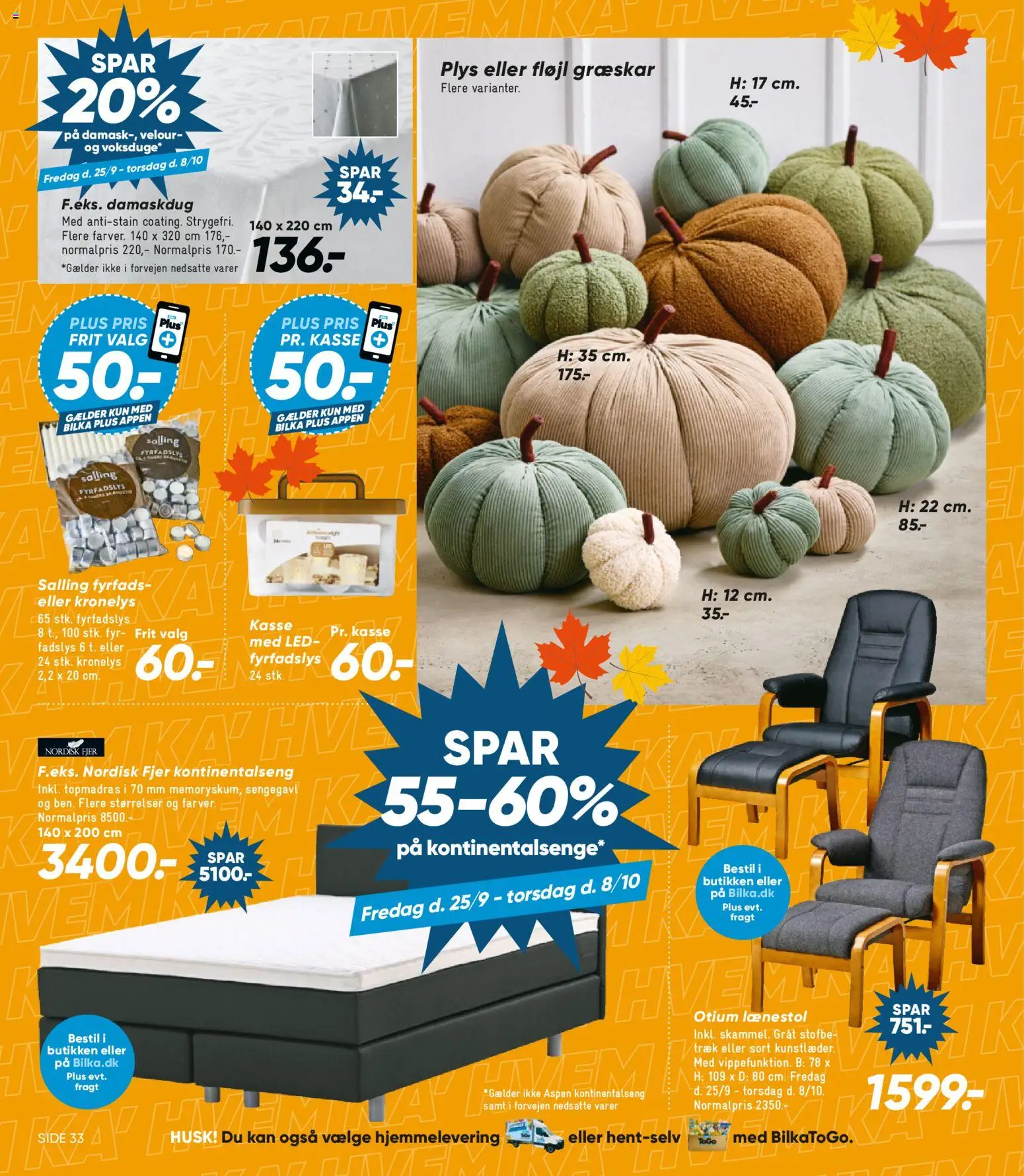 Bilka tilbudsavis – gyldig fra 25/09/2026 | Side: 31 | Produkter: Sengegavl, Græskar, Lænestol, Mel