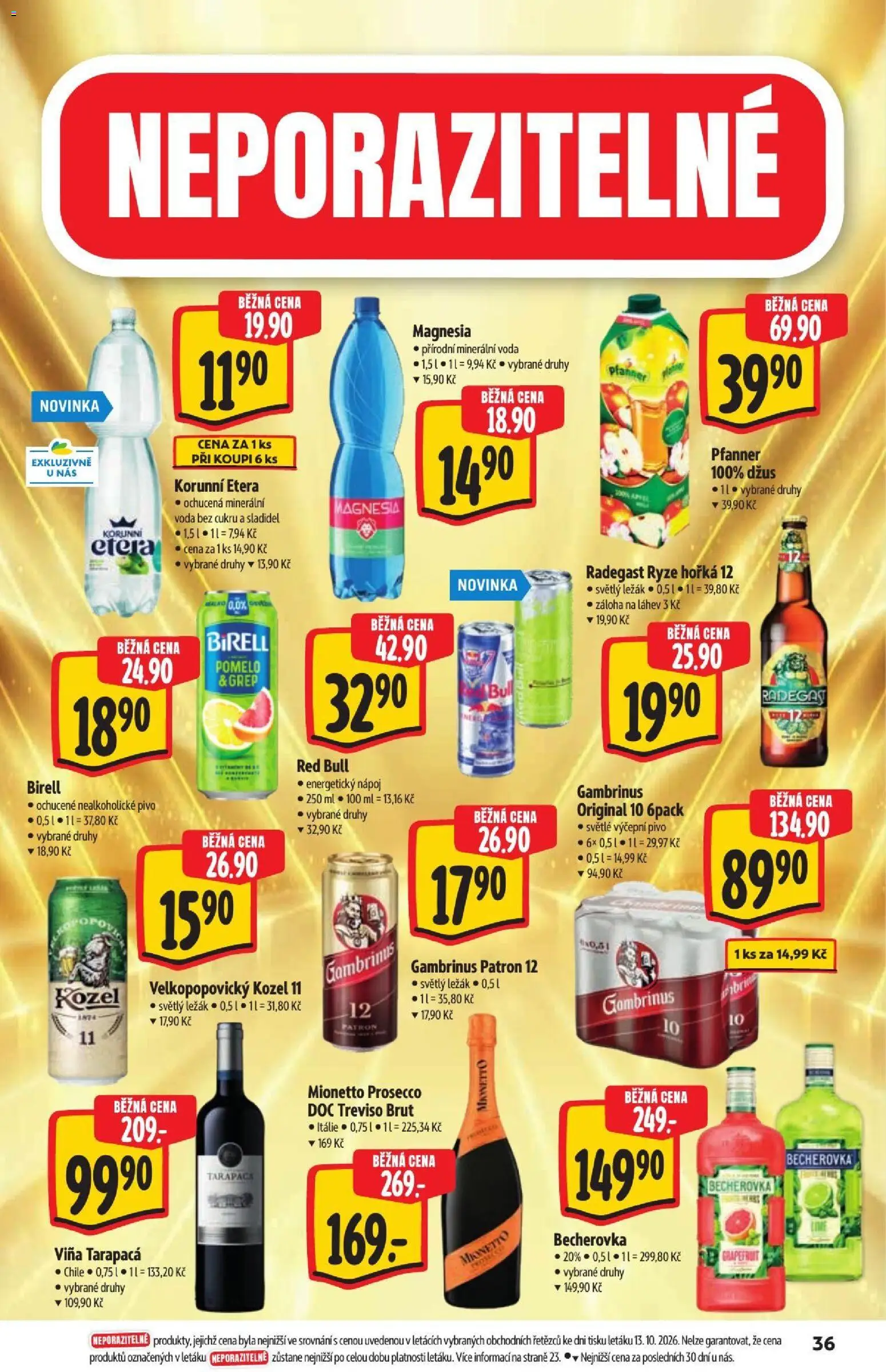 Albert leták - Hypermarket - Nabídka ve značkové kvalitě od 21.10.2026 | Strana: 36 | Produkty: Birell, Grep, Kozel, Nealkoholické pivo