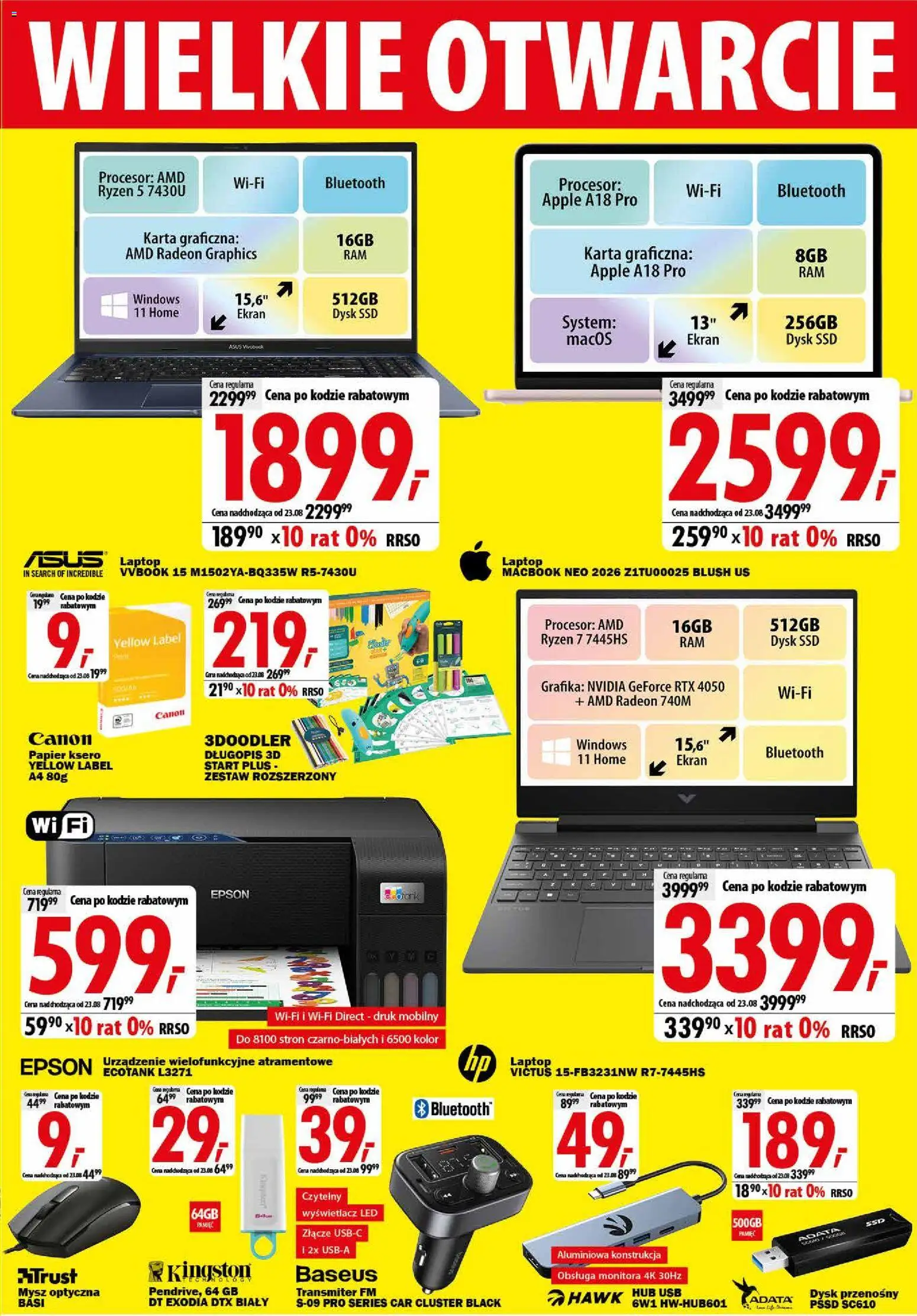 Mediaexpert promocje - Wielkie otwarcie Bytom od 13.08.2026 | Strona: 5 | Produkty: Karta, Mysz, Dysk, Papier ksero