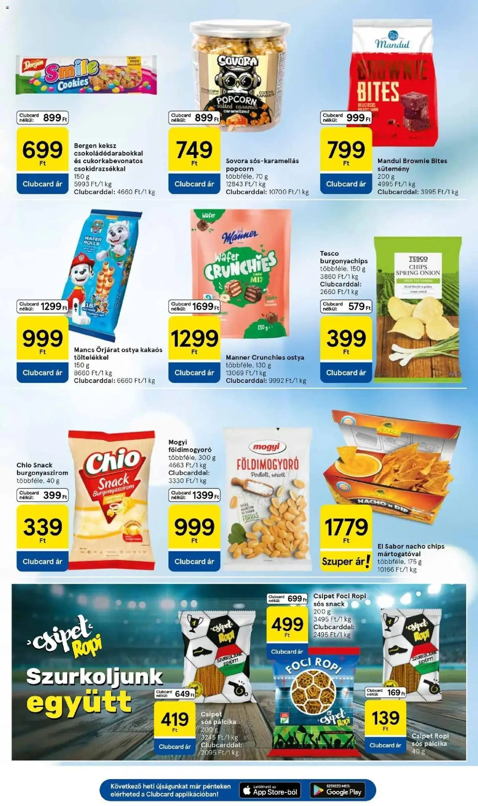 Tesco akciós ujság - amely érvényes a következő dátumtól: 28.05.2026 | Oldal: 23 | Termékek: Chips, Ropi, Sütemény, Földimogyoró