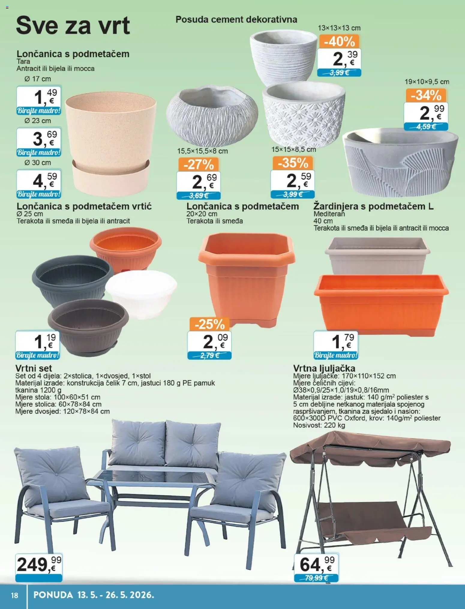 KTC katalog | vrijedi od 13.05.2026 | Stranica: 18 | Proizvodi: Jastuk, Stolica, Ljuljačka, Dvosjed