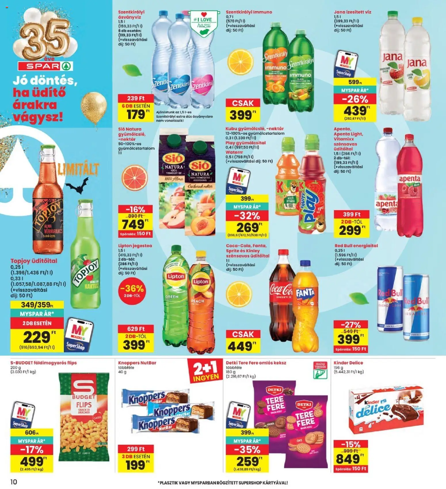 Interspar akciós ujság - amely érvényes a következő dátumtól: 2026.10.22. | Oldal: 10 | Termékek: Üdítőital, Kinley, Jegestea, Keksz