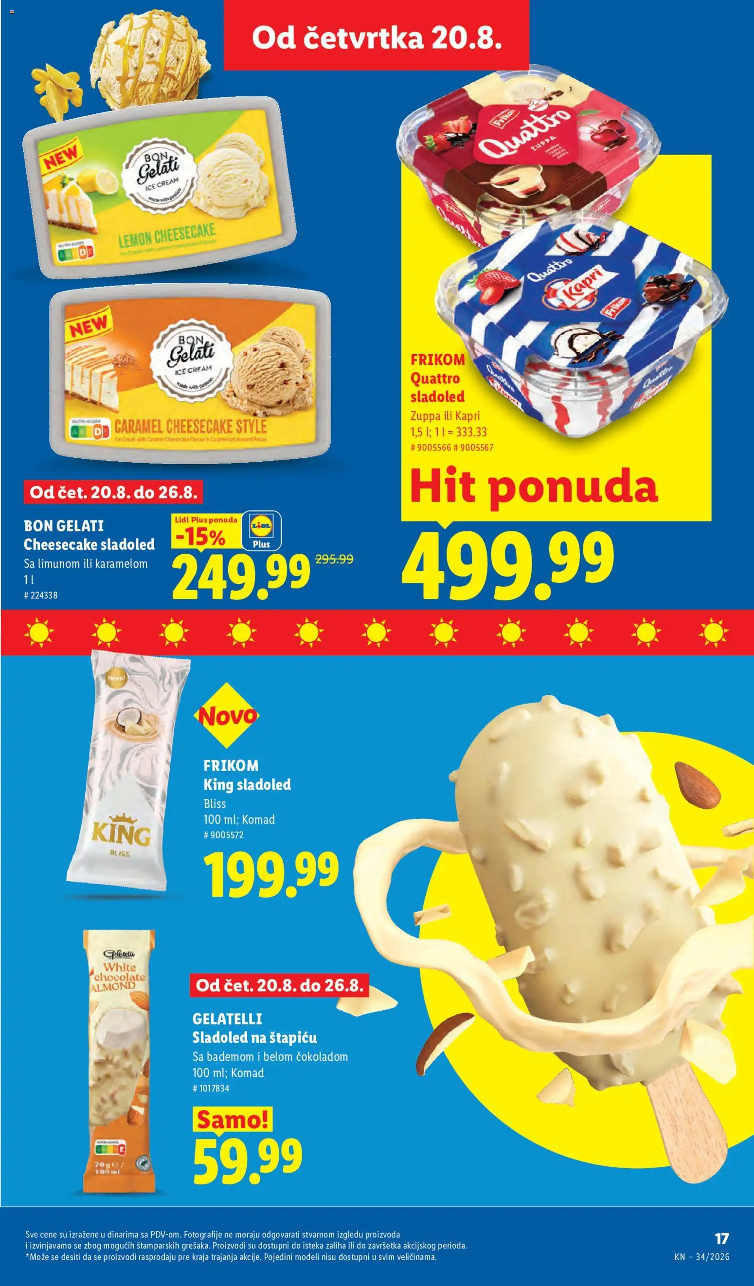 Lidl katalog - važi od 20.08.2026 | Strana: 45 | Proizvode: Sladoled, Sladoled na štapiću, Cheesecake