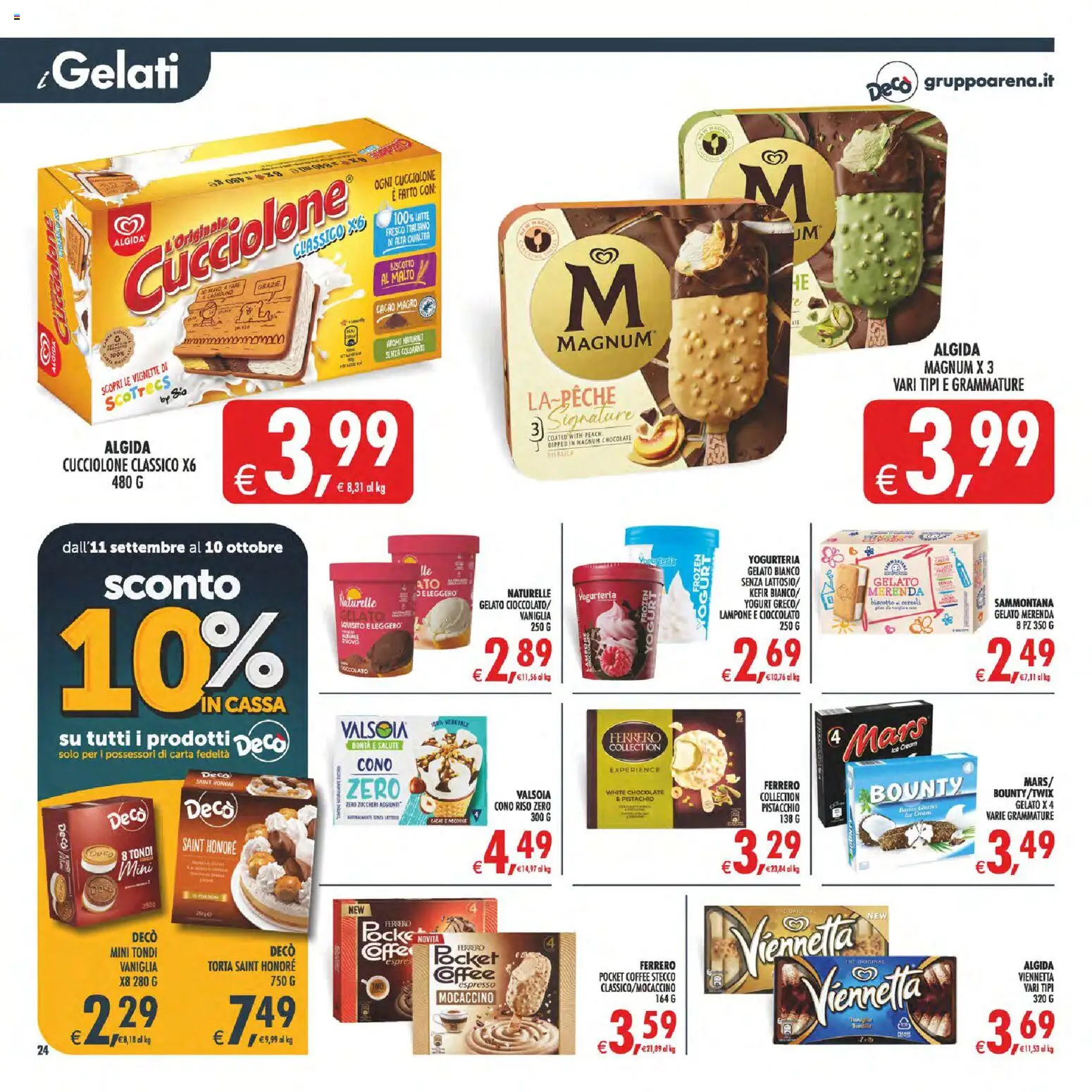 Volantino Decò del 11/09/2026 | Pagina: 25 | Prodotti: Yogurt, Magnum, Gelato, Latte