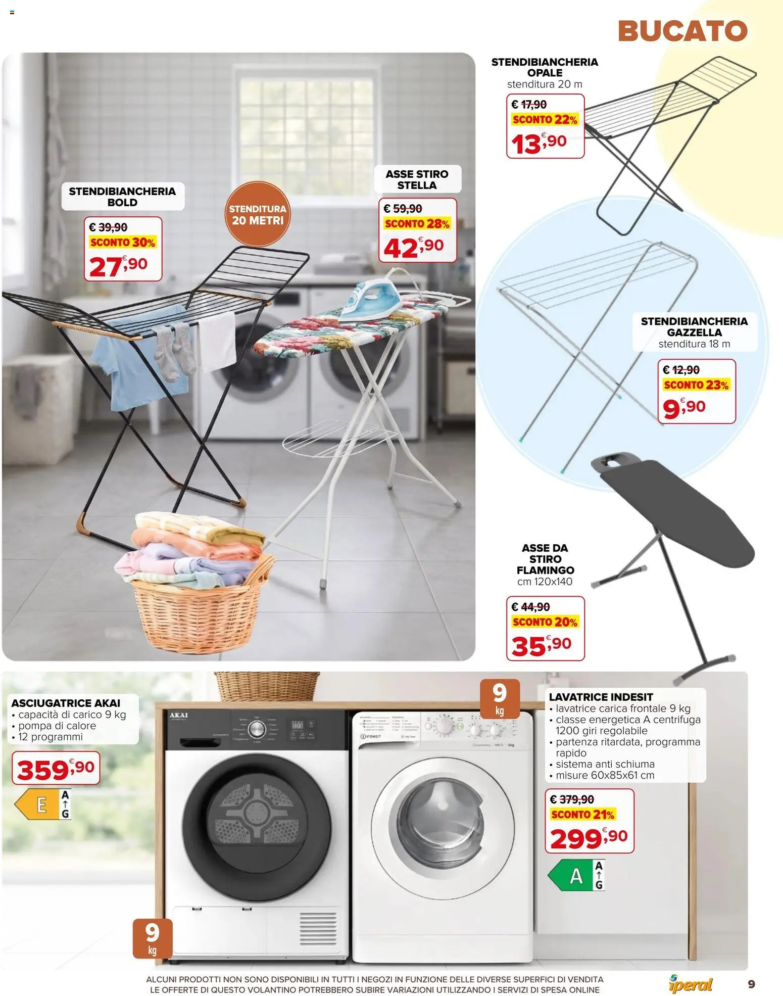 Volantino Iperal del 30/09/2026 | Pagina: 9 | Prodotti: Asse da stiro, Schiuma, Centrifuga, Lavatrice