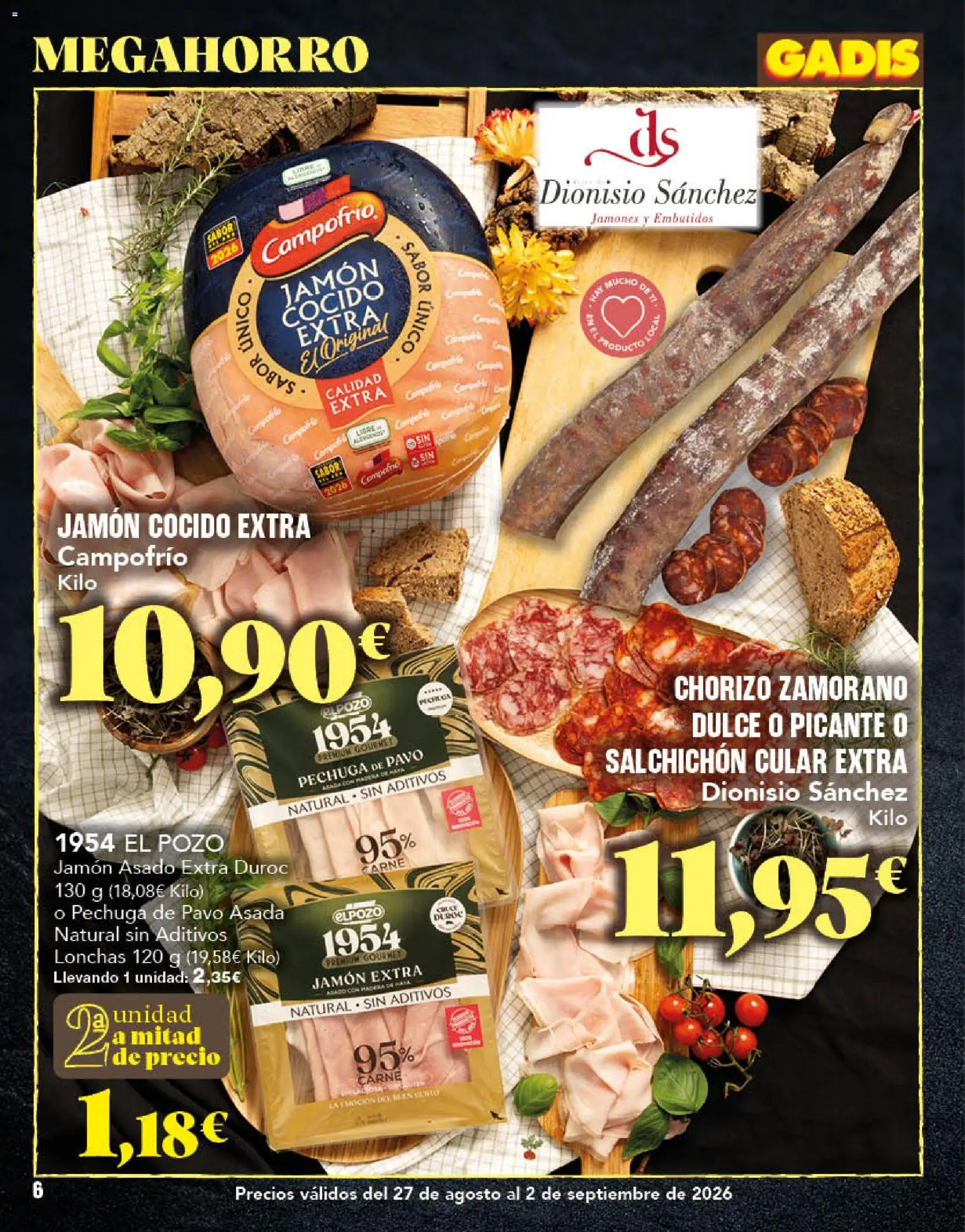 Gadis folleto │ válido desde el 27/08/2026 | Página: 6 | Productos: Jamón cocido, Embutidos, Carne, Pavo