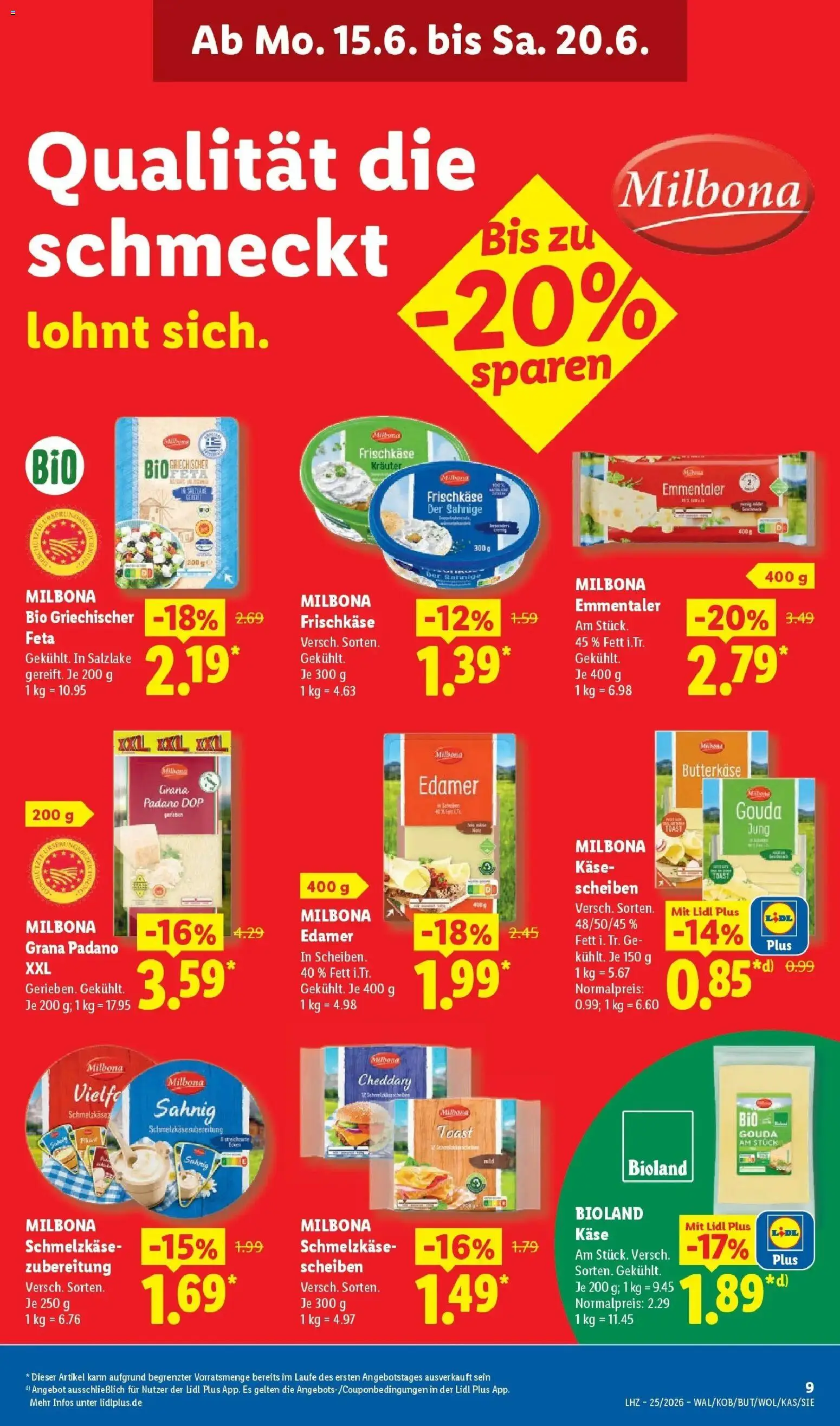 Lidl Prospekt Einbeck – gültig ab 15.06.2026 | Seite: 17 | Produkte: Feta, Käse, Edamer, Frischkase