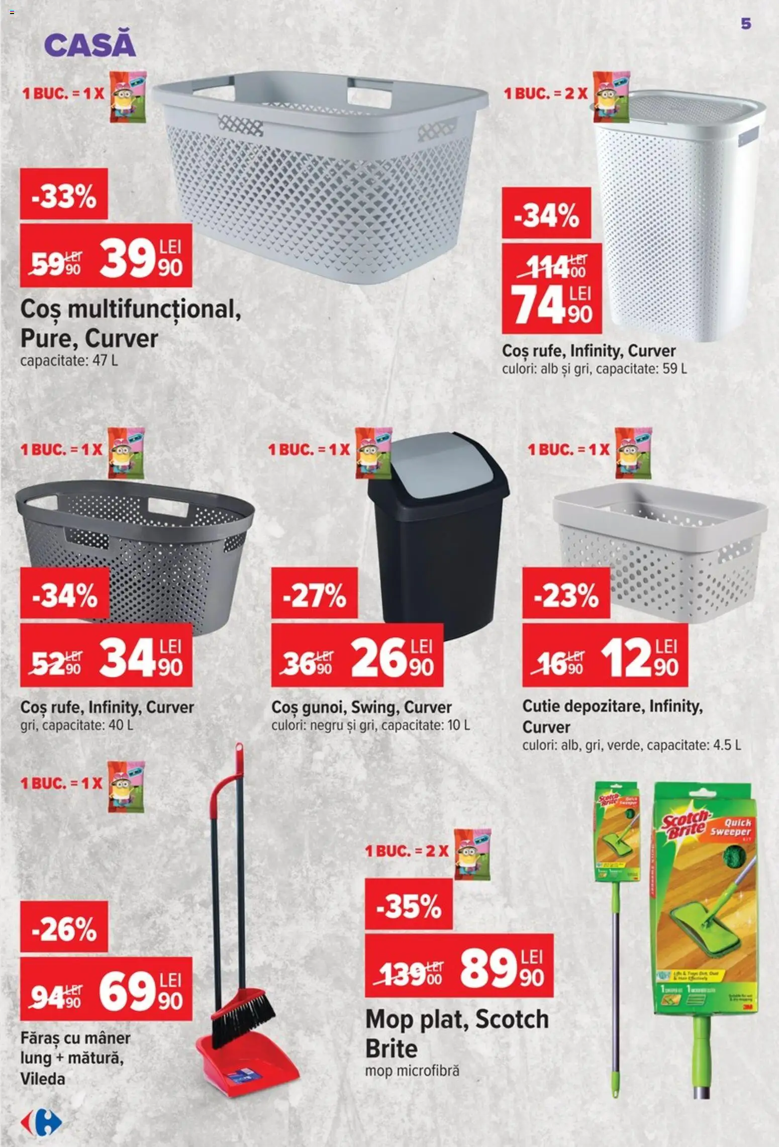 Noul catalog Carrefour – valabil de la 09.09.2026 | Pagină: 5 | Produse: Coș, Mâner, Vileda, Faras