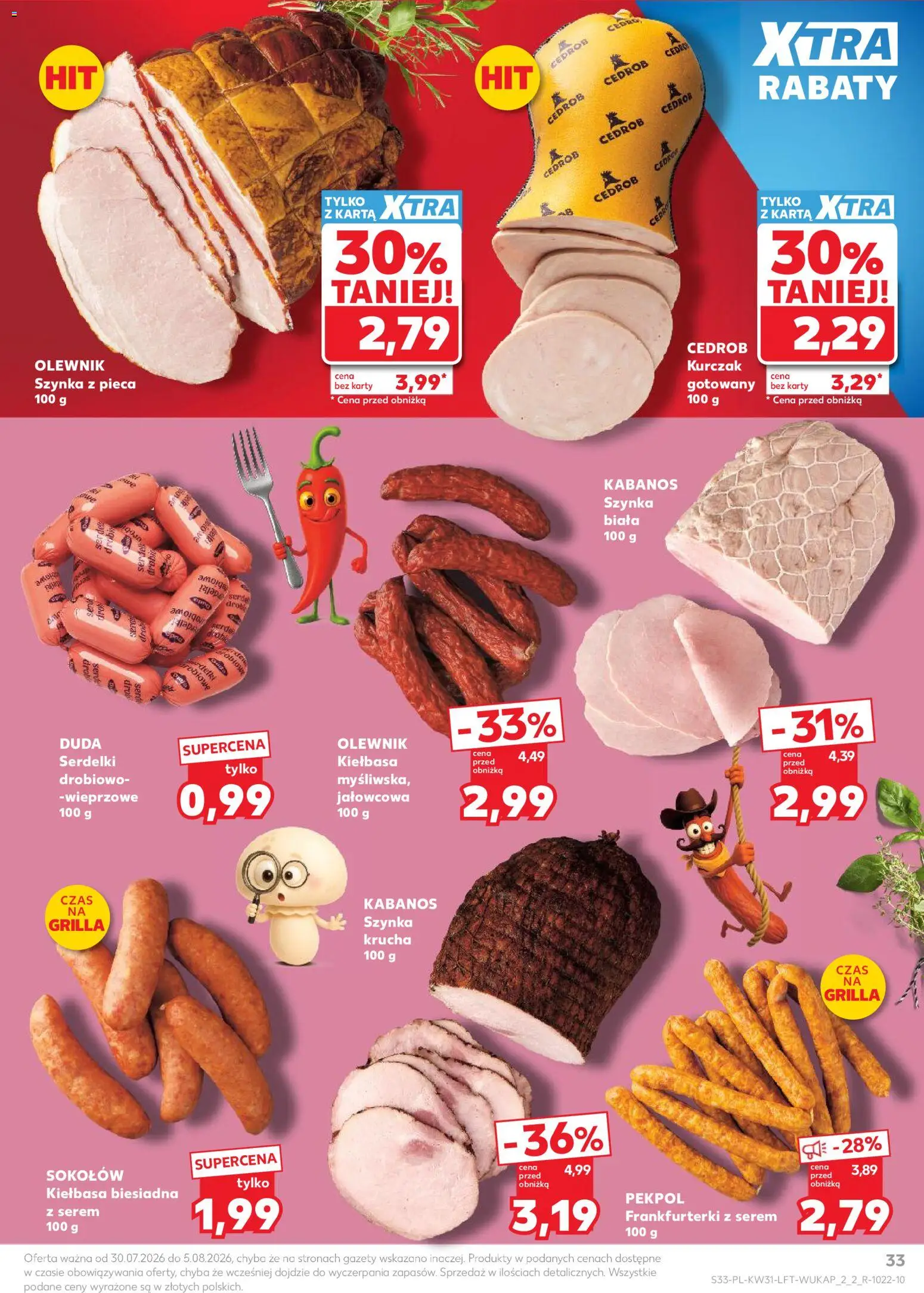 Kaufland gazetka od 30.07.2026 | Strona: 33 | Produkty: Kiełbasa, Serem, Szynka, Kabanos
