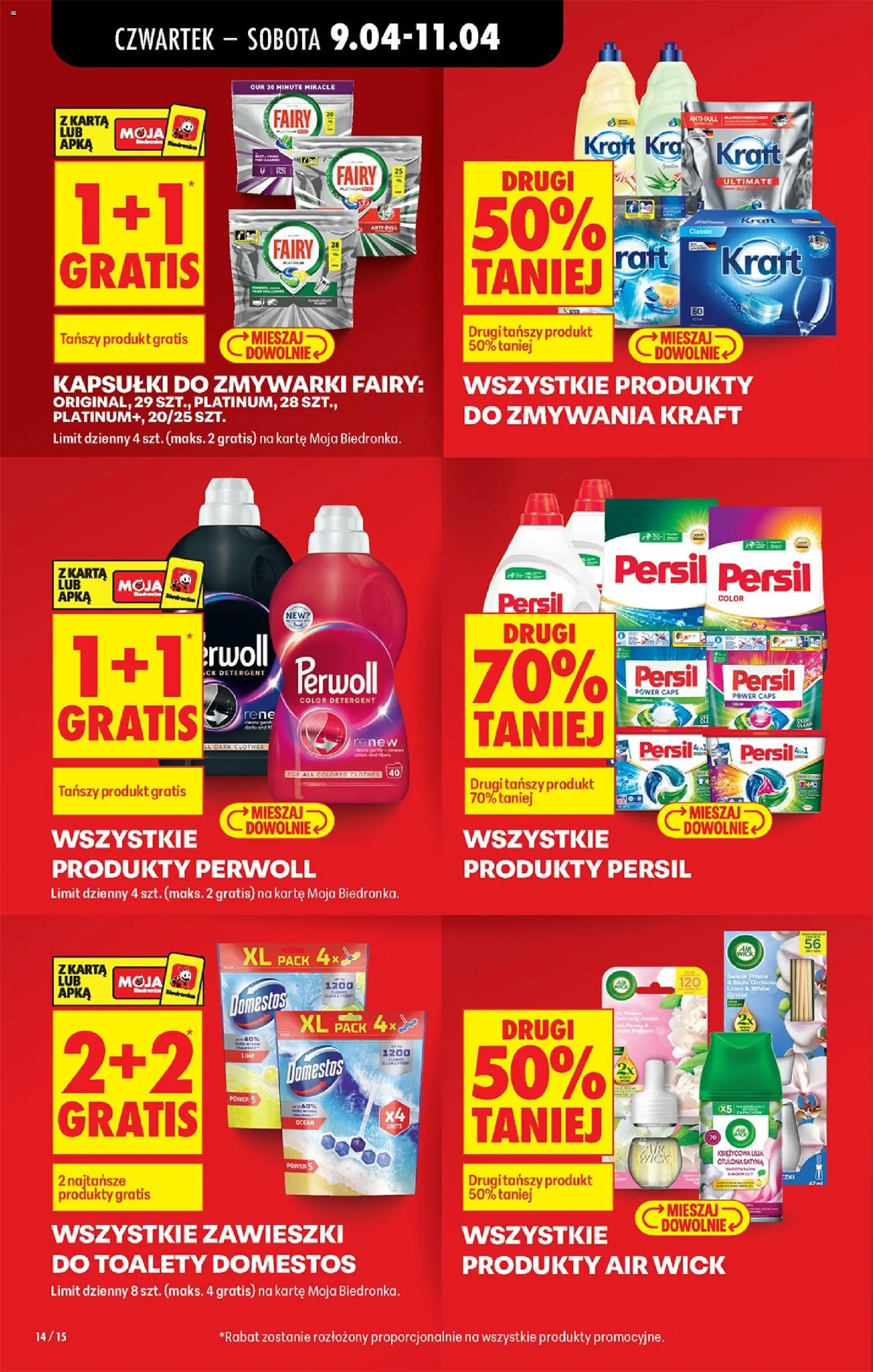 Biedronka gazetka od czwartku od 09.04.2026 | Strona: 18 | Produkty: Persil, Domestos, Fairy, Kapsułki do zmywarki