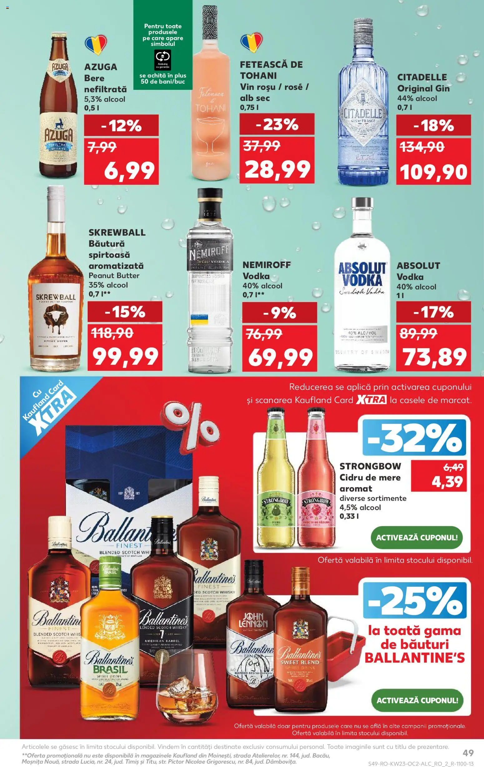 Noul catalog Kaufland – valabil de la 03.06.2026 | Pagină: 49 | Produse: Vin, Bere, Gin, Vodka