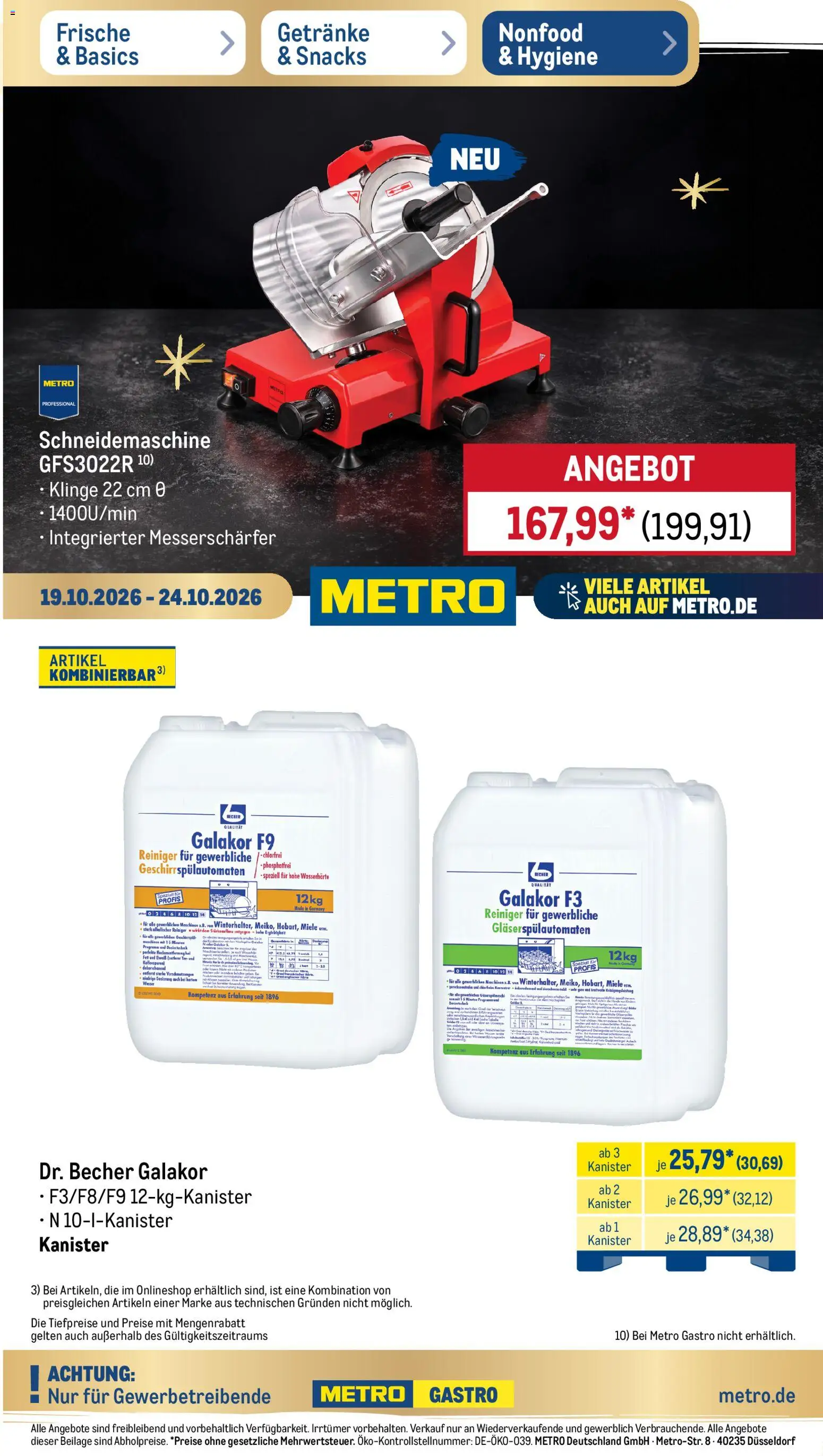 Metro NonFood-Angebote – gültig ab 19.10.2026 | Seite: 1 | Produkte: Miele, Tee