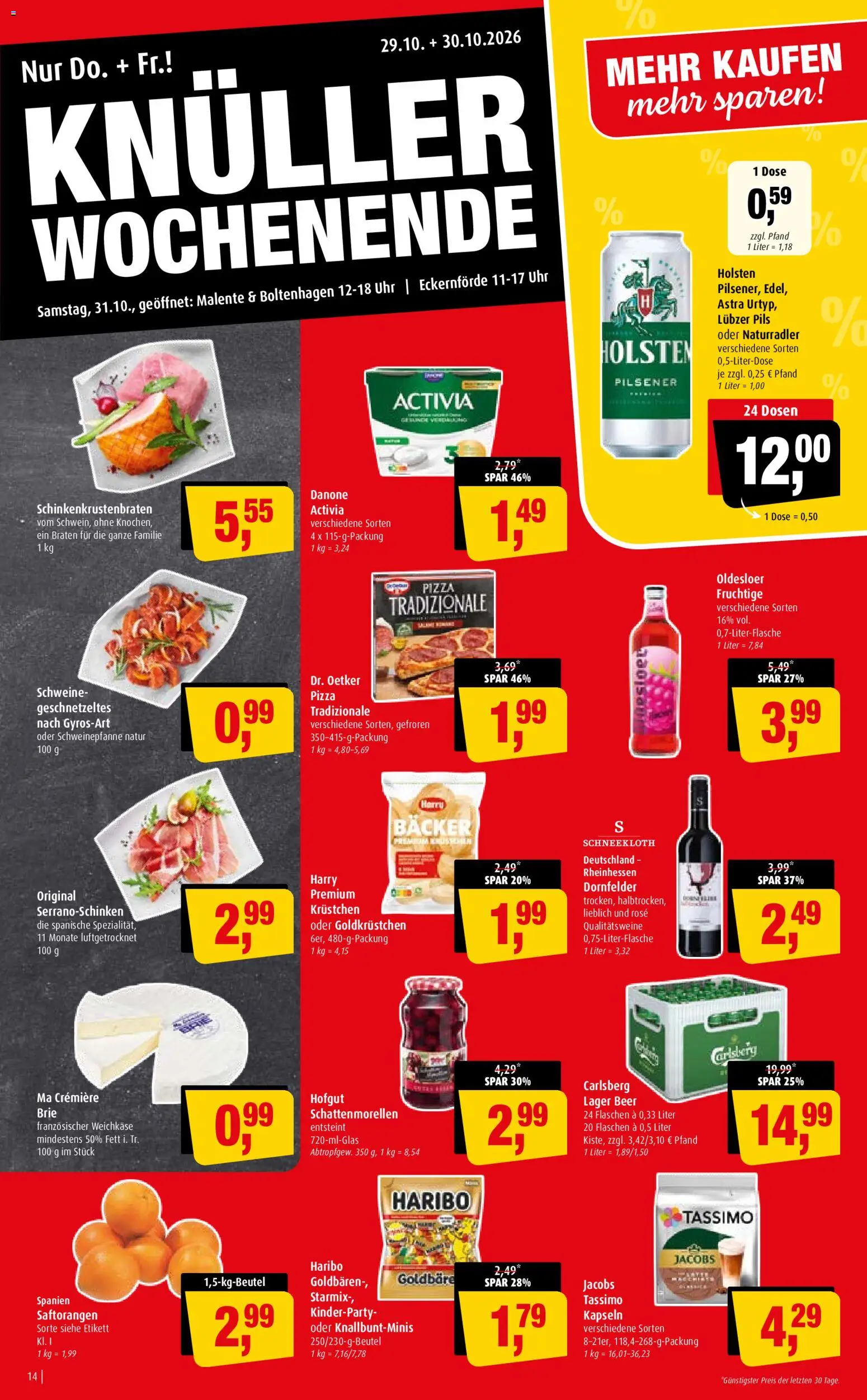 Markant Prospekt – gültig ab 26.10.2026 | Seite: 14 | Produkte: Carlsberg, Pizza, Tassimo, Uhr