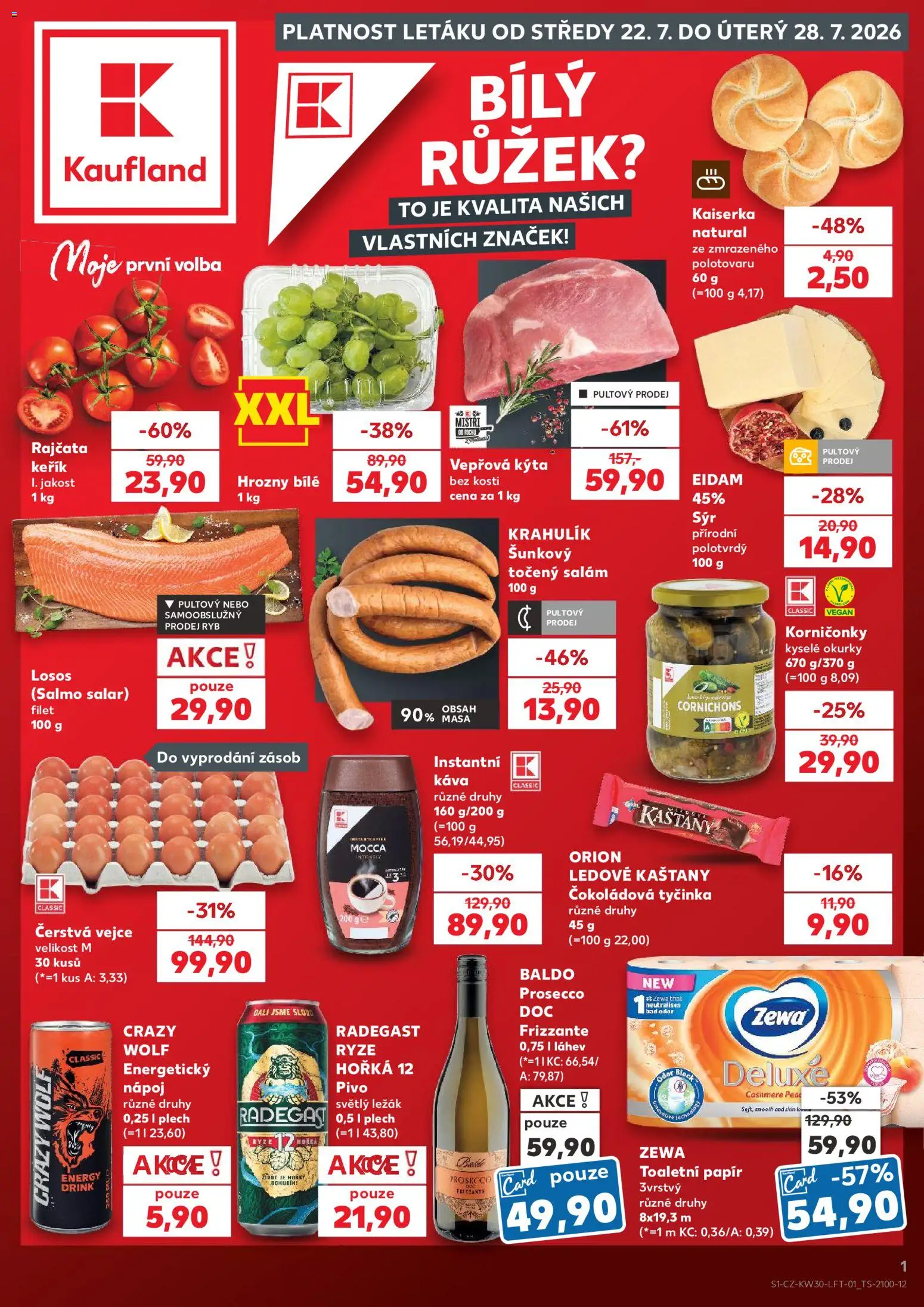 Kaufland leták - Brno od 22.07.2026 | Strana: 1 | Produkty: Salám, Plech, Ledové kaštany, Prosecco DOC