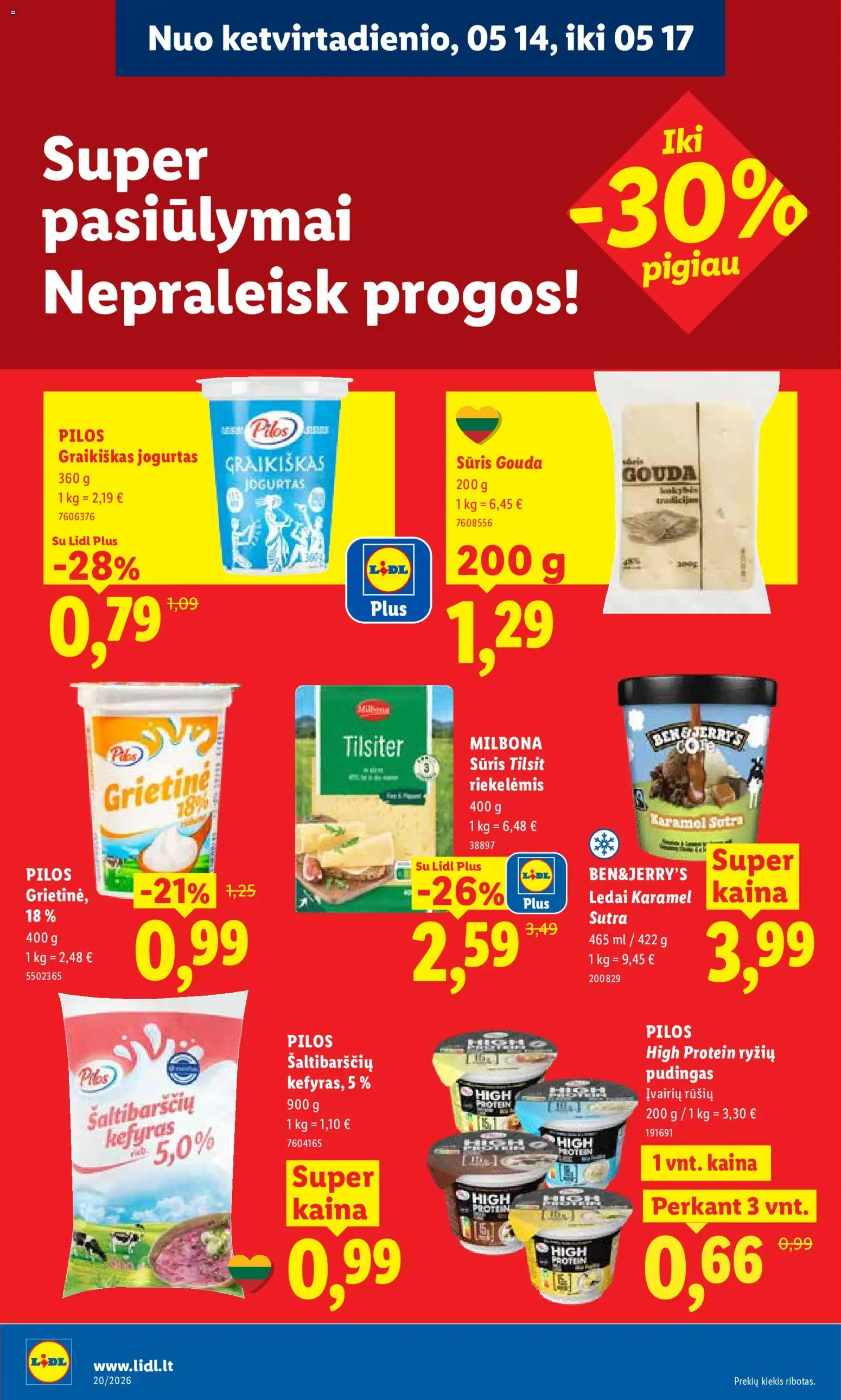 LIDL akcijos nuo 11.05.2026 | Puslapis: 38 | Prekių: Ledai, Jogurtas, Sūris, Grietinė