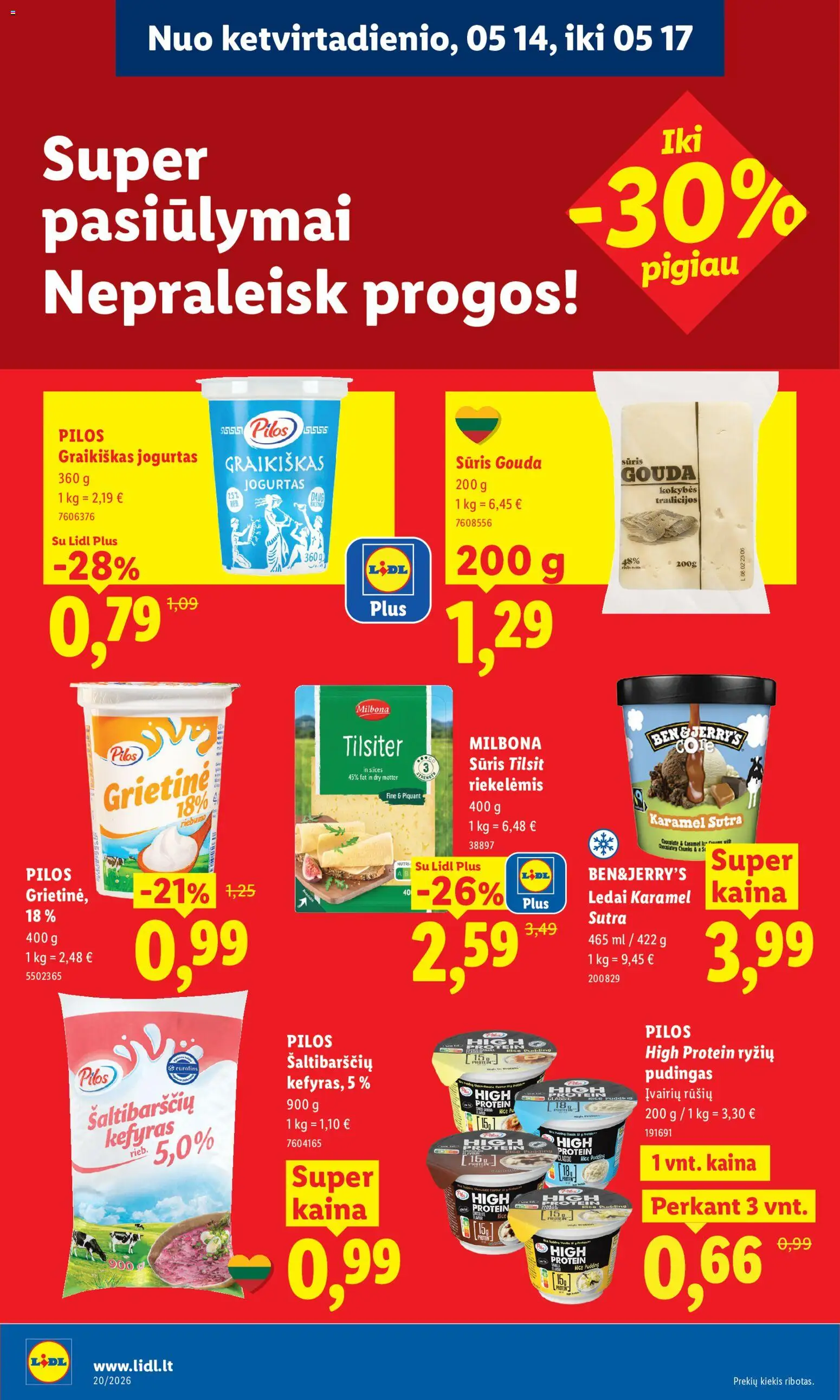 LIDL akcijos nuo 11.05.2026 | Puslapis: 38 | Prekių: Ledai, Jogurtas, Sūris, Grietinė