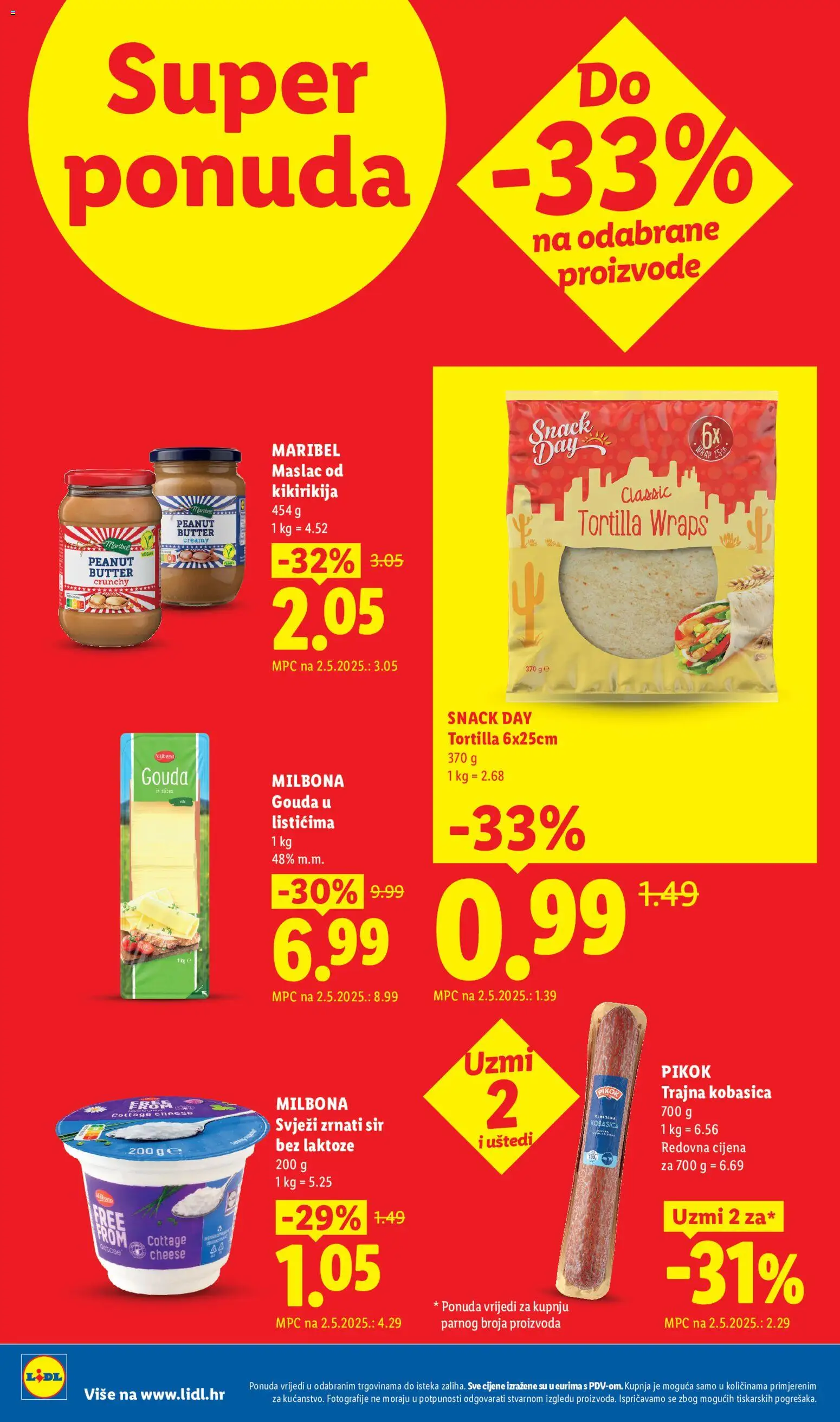 Lidl katalog | vrijedi od 01.06.2026 | Stranica: 2 | Proizvodi: Sir, Maslac od kikirikija, Kobasica, Gouda