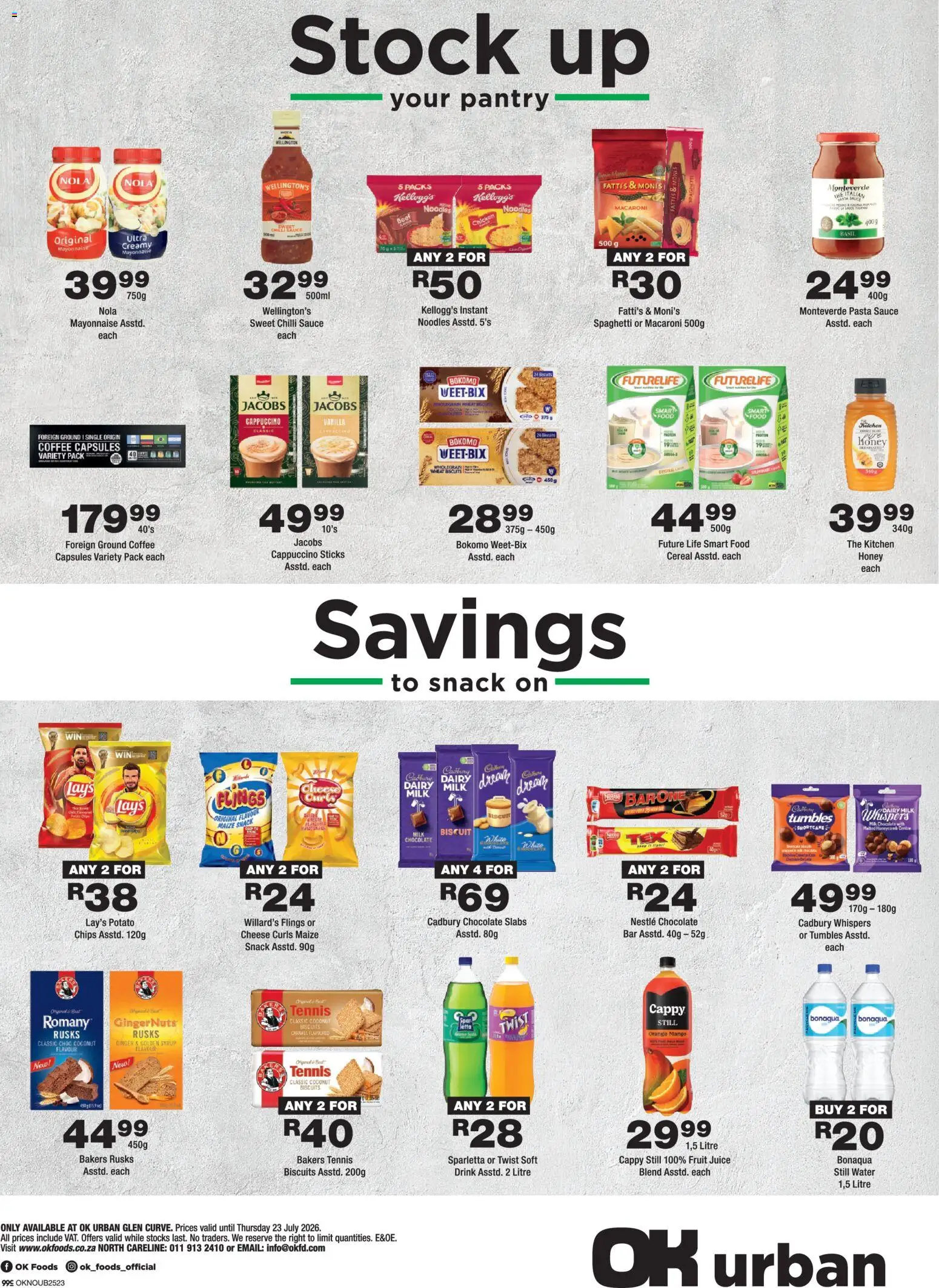 New OK Foods catalogue – valid from 15/07/2026 | Page: 4 | Products: Pasta, Nuts, Syrup, Chilli
