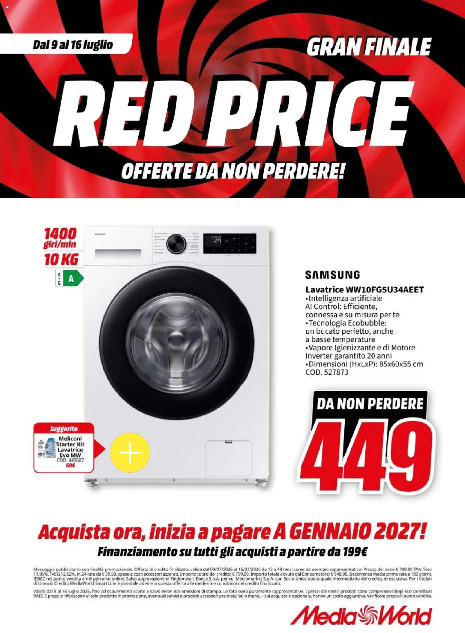 Volantino Media World del 09/07/2026 | Pagina: 72 | Prodotti: Tè, Lavatrice, Samsung