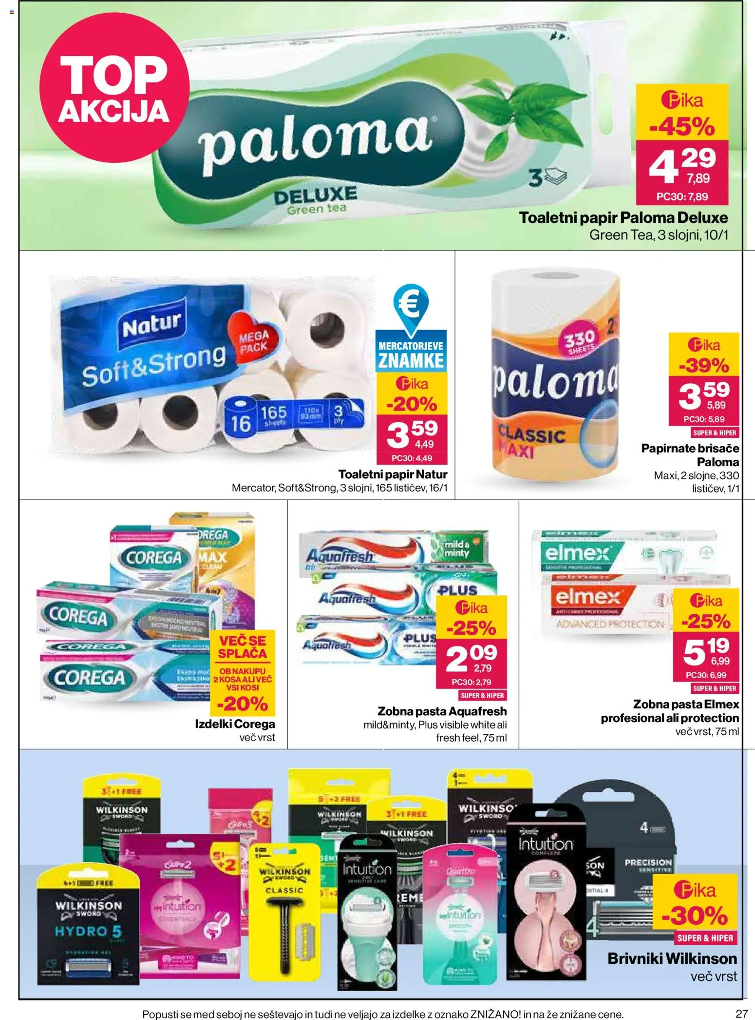 Novi Mercator katalog ponudbe – veljaven od 30.07.2026 | Stran: 27 | Izdelki: Med, Toaletni papir, Papirnate brisače, Zobna pasta