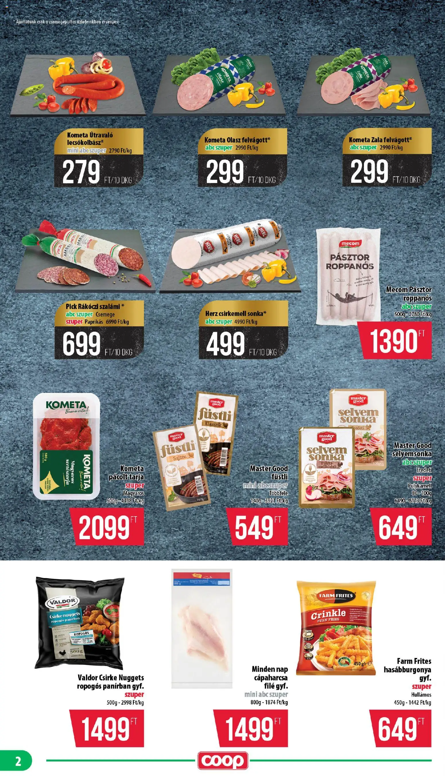 COOP akciós ujság - amely érvényes a következő dátumtól: 2026.07.16. | Oldal: 2 | Termékek: Tarja, Sonka, Szalámi, Csirkemell