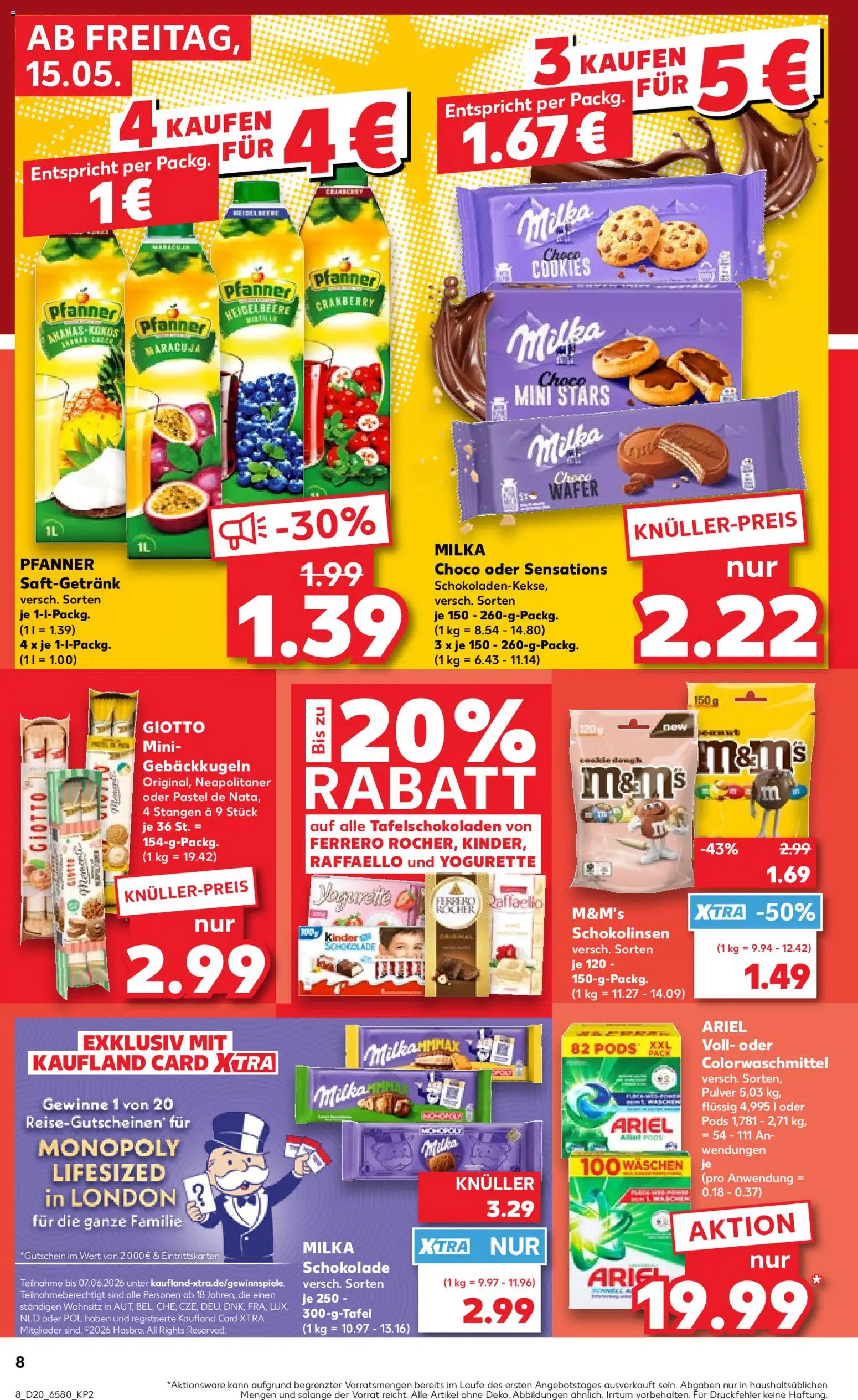 Kaufland Prospekt Kiel	 – gültig ab 15.05.2026 | Seite: 8 | Produkte: Raffaello, Ariel, Schokolade, Milka