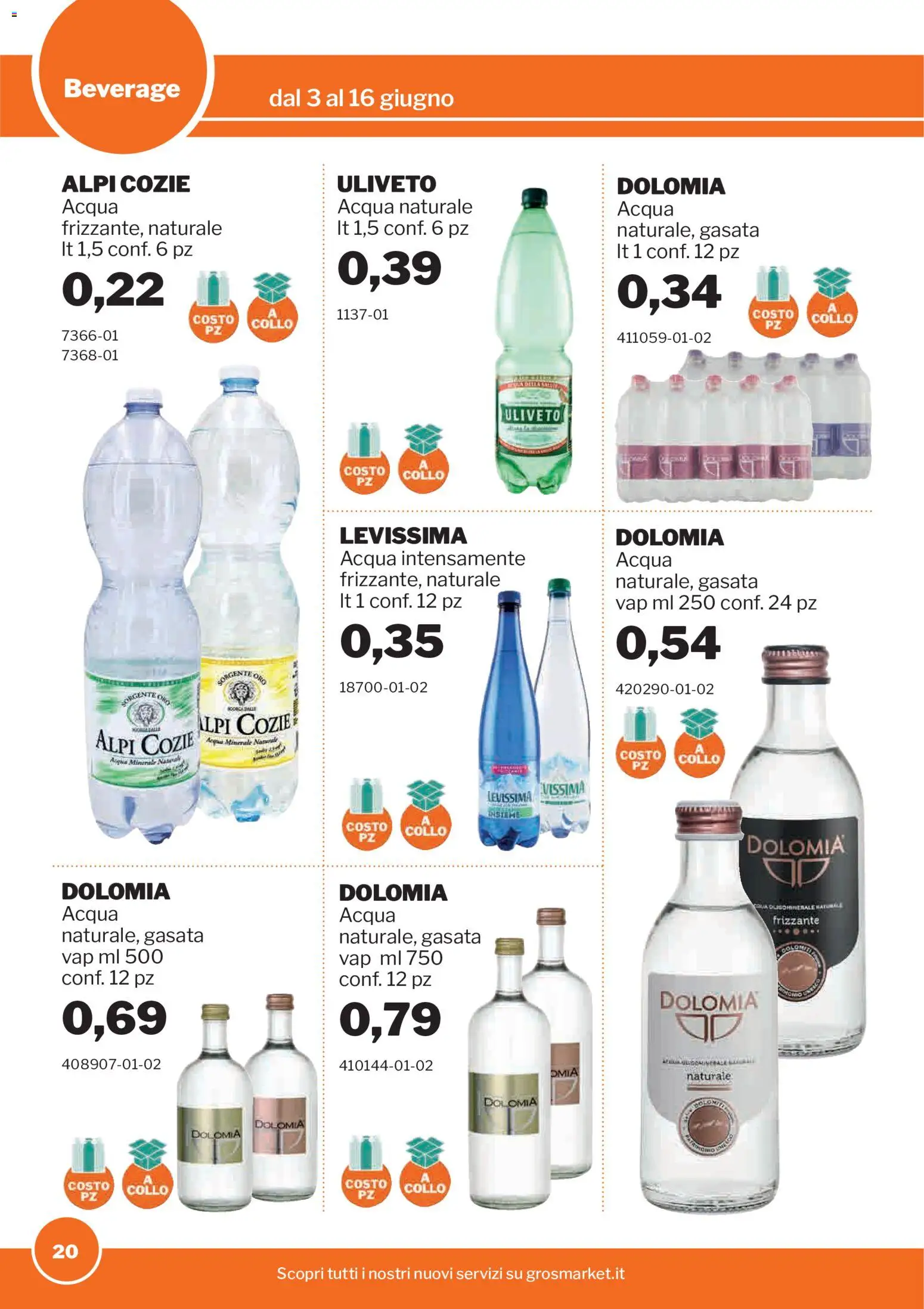 Volantino Sogegross del 03.06.2026 | Pagina: 20 | Prodotti: Acqua, Acqua naturale