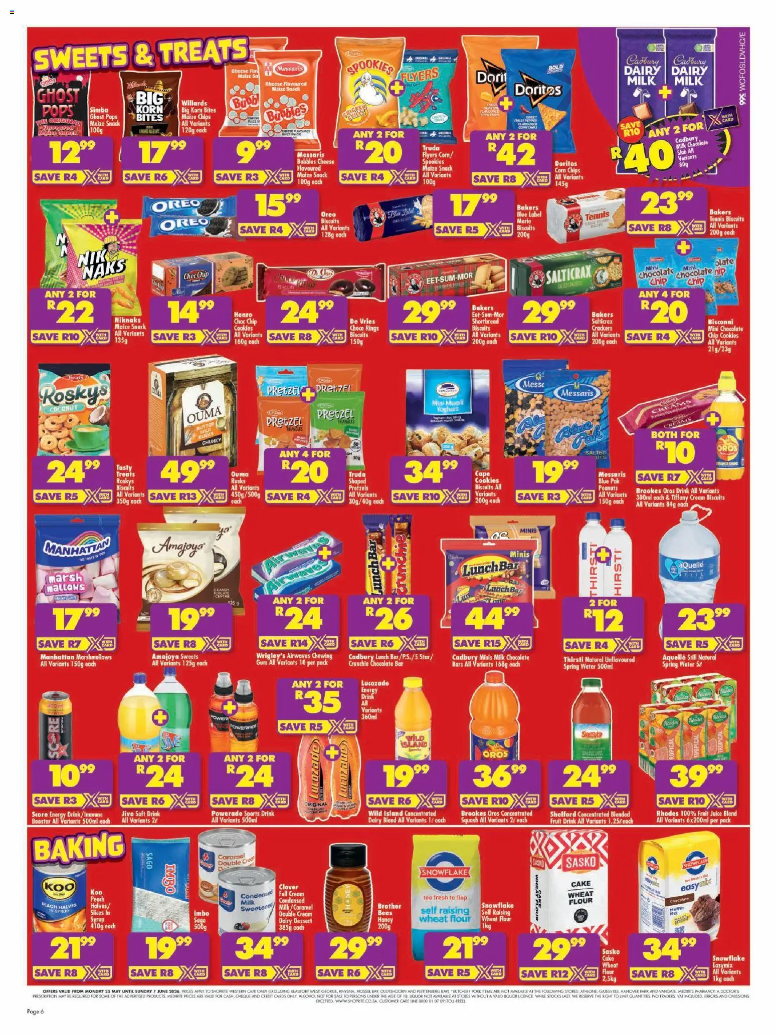New Shoprite catalogue – valid from 25.05.2026 | Page: 6 | Products: Milk, Cookies, Dairy blend, Peach