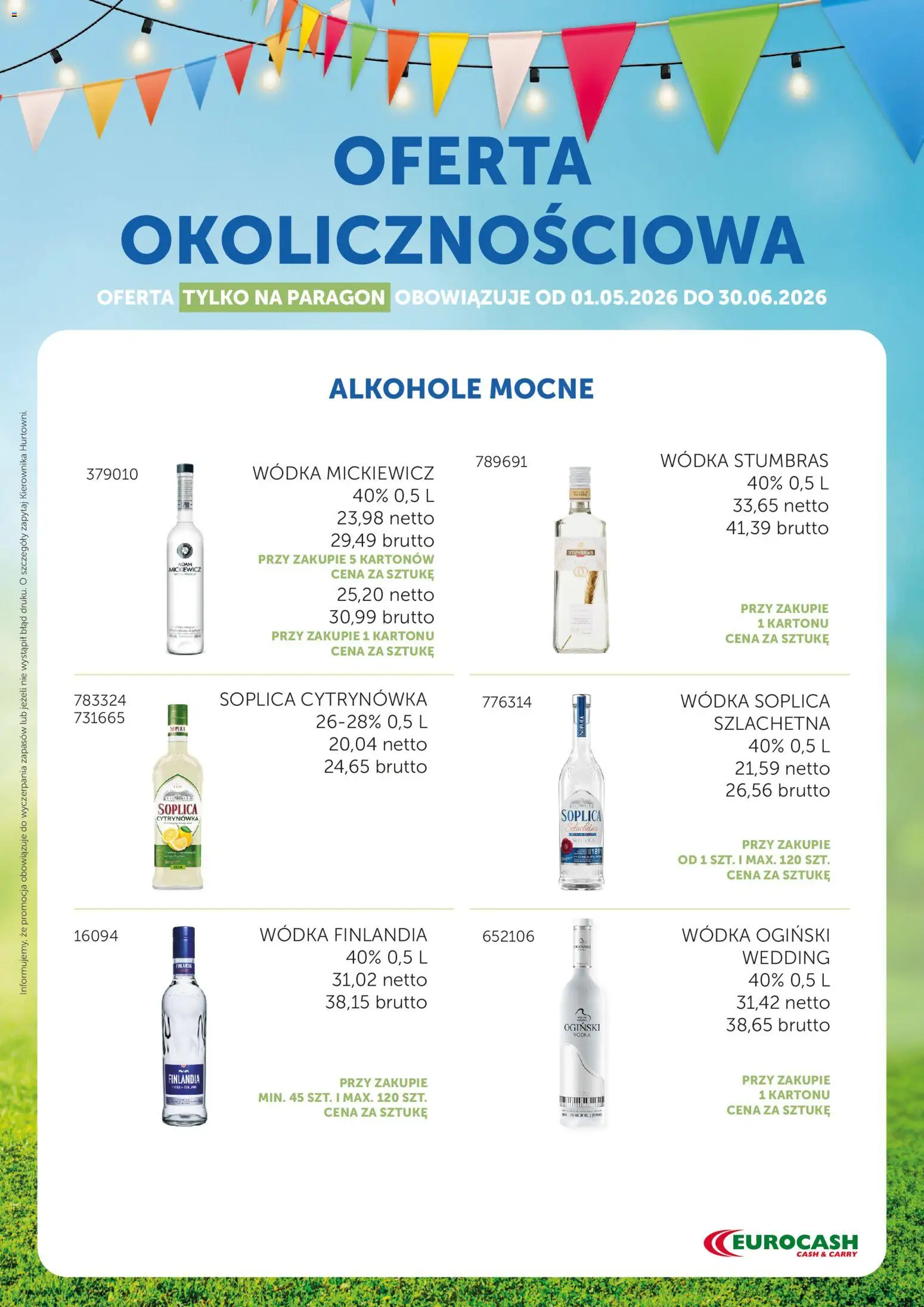 Eurocash gazetka - Oferta Okolicznościowa od 01.05.2026 | Strona: 1 | Produkty: Ogiński, Wódka finlandia, Vodka, Wódka
