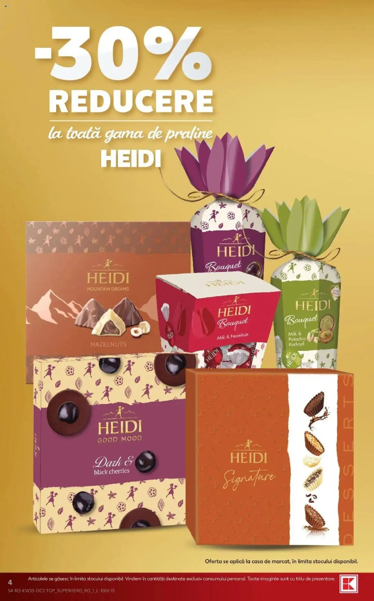 Kaufland Domnesti 26.08.2026 - Revista si Oferta | Pagină: 4 | Produse: Aplică, Praline, Heidi, Black