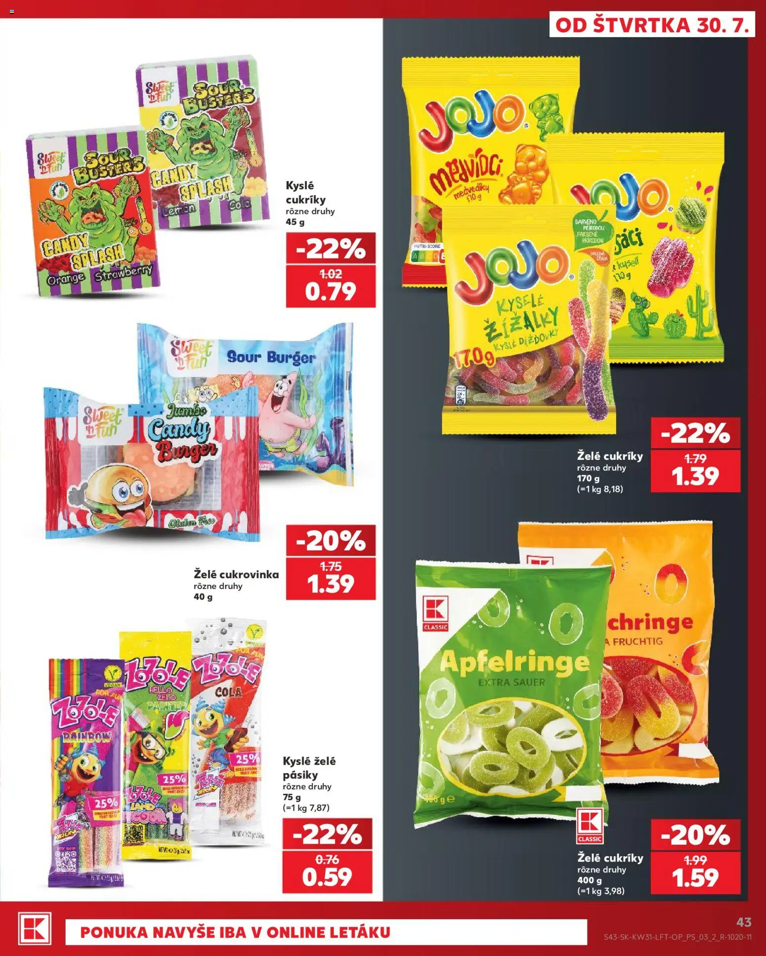 Nové Kaufland akcie – leták je platný od 30.07.2026 | Strana: 43 | Produkty: Cukríky, Cola