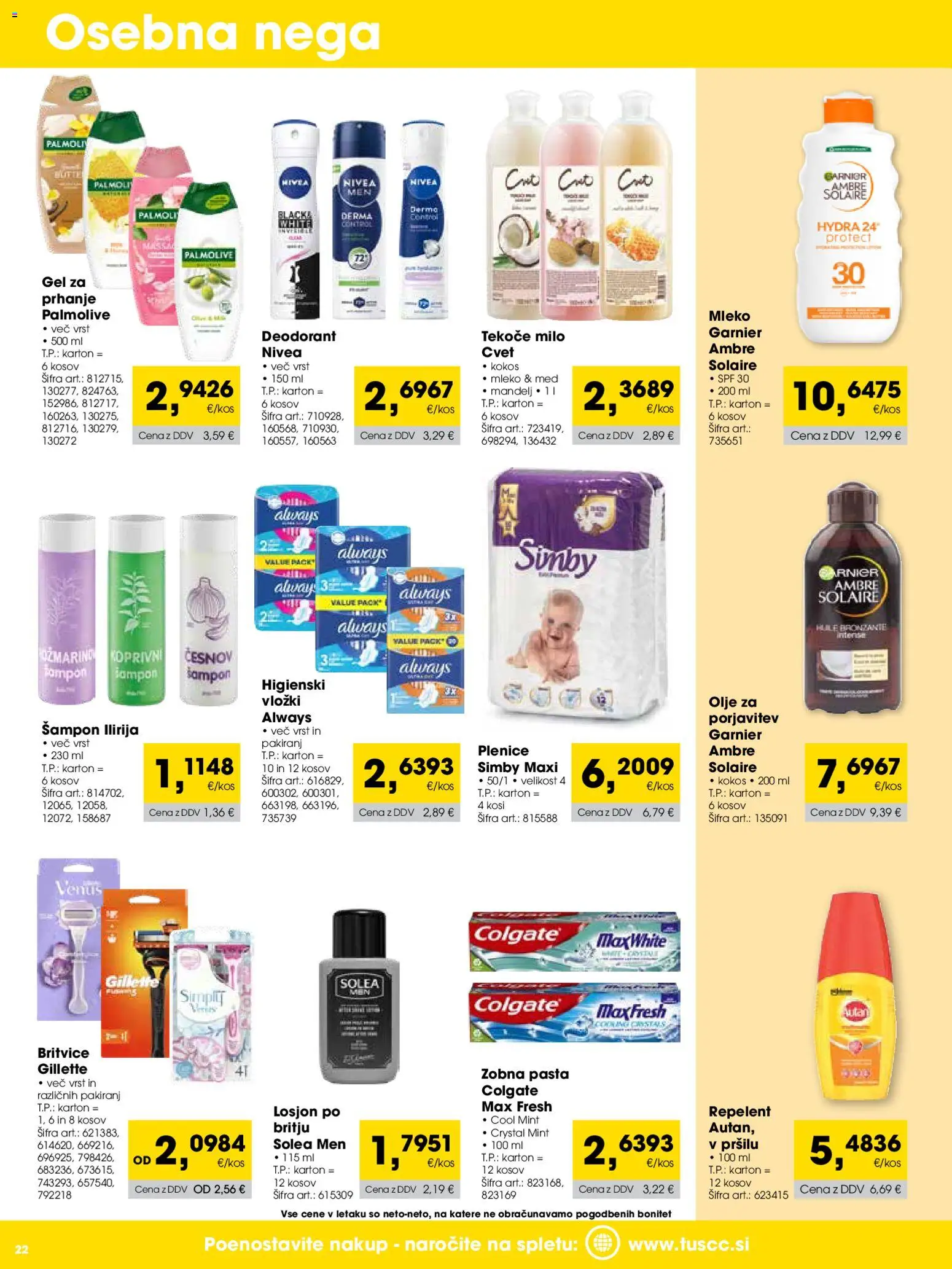 Novi Tuš katalog ponudbe – veljaven od 01.06.2026 | Stran: 22 | Izdelki: Tekoče milo, Gel za prhanje, Vložki, Sampon