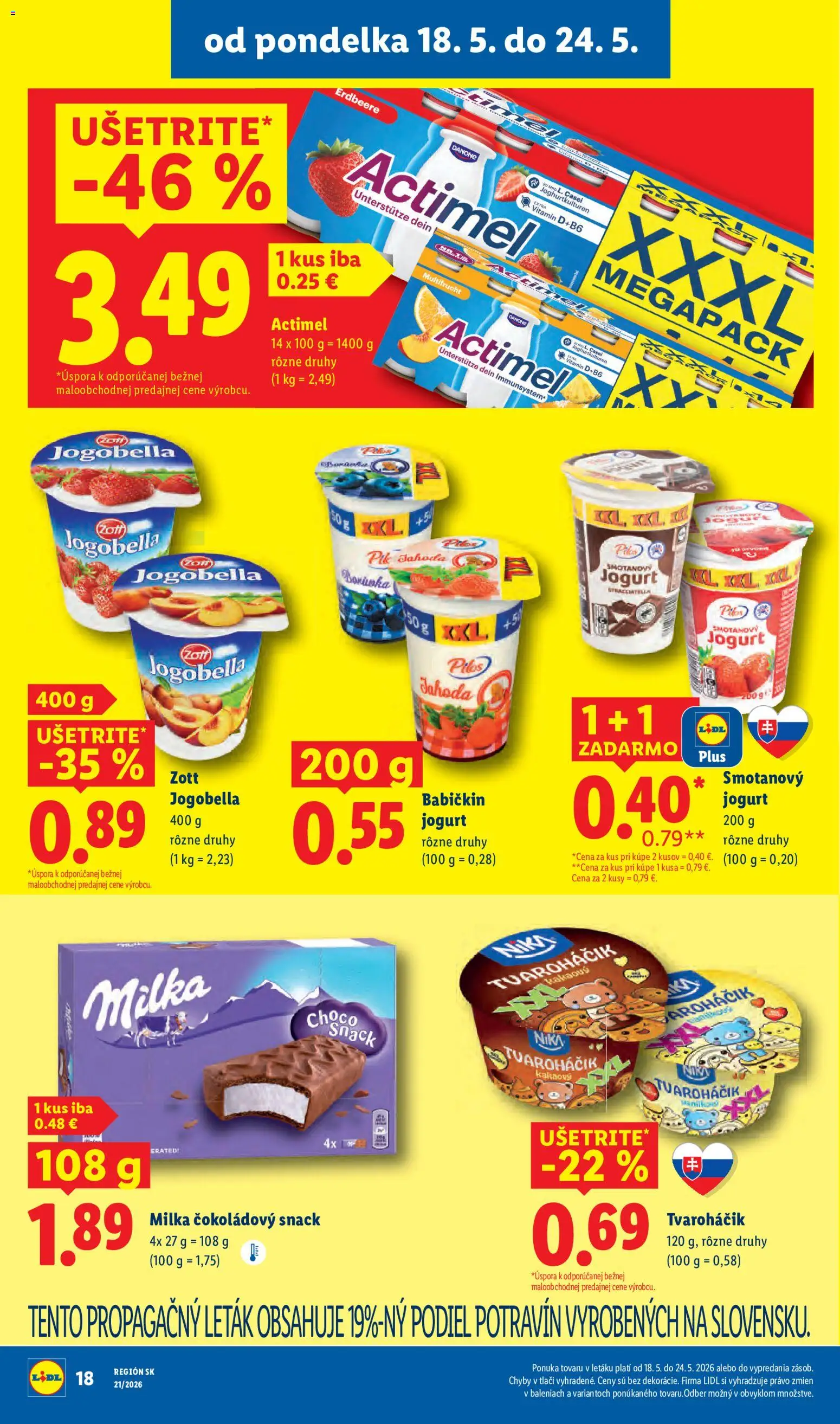 Nové Lidl akcie – leták je platný od 18.05.2026 | Strana: 24 | Produkty: Jogurt, Milka, Actimel