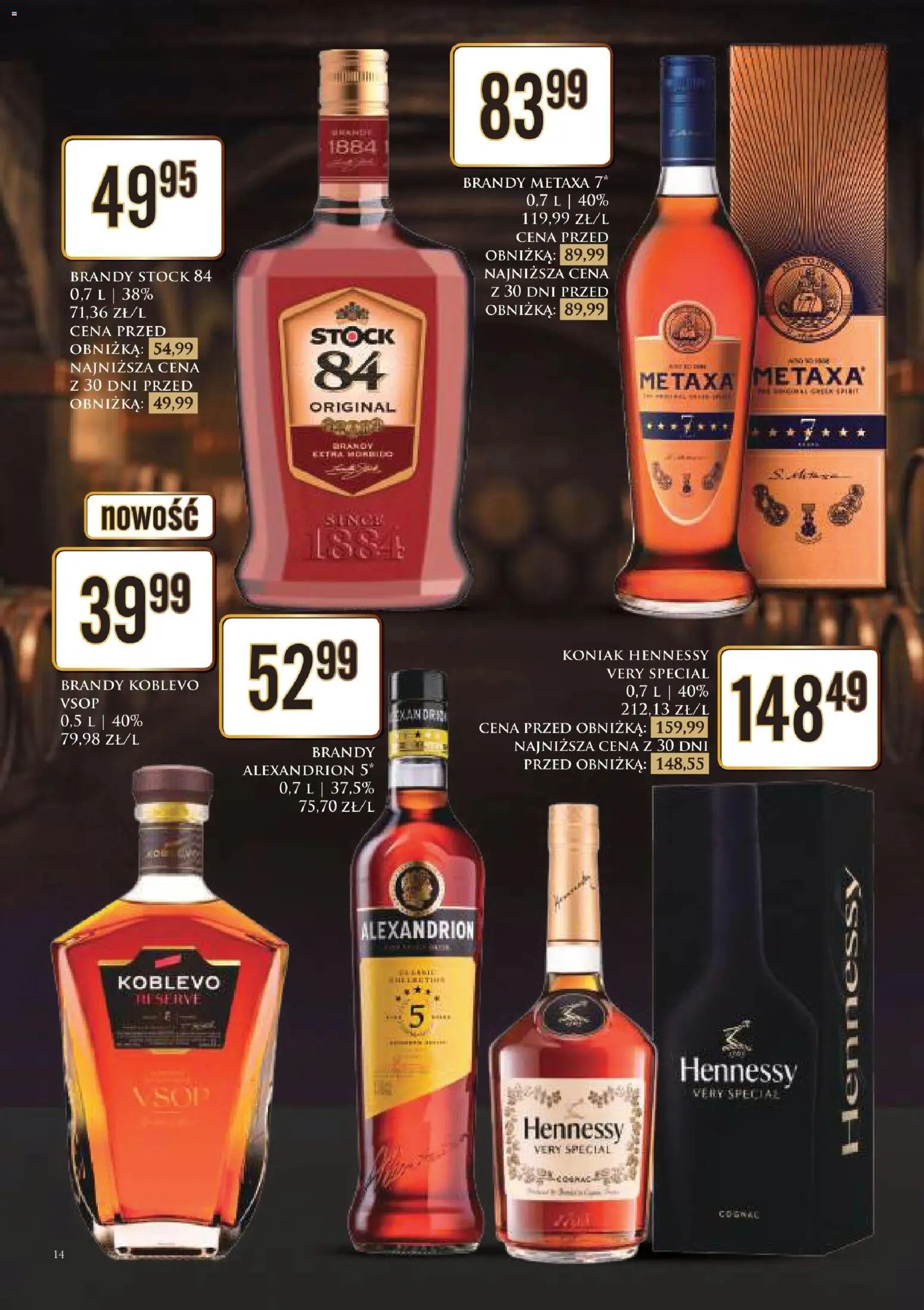 Dino gazetka alkoholowa od 29.05.2026 | Strona: 14 | Produkty: Hennessy, Koniak, Metaxa