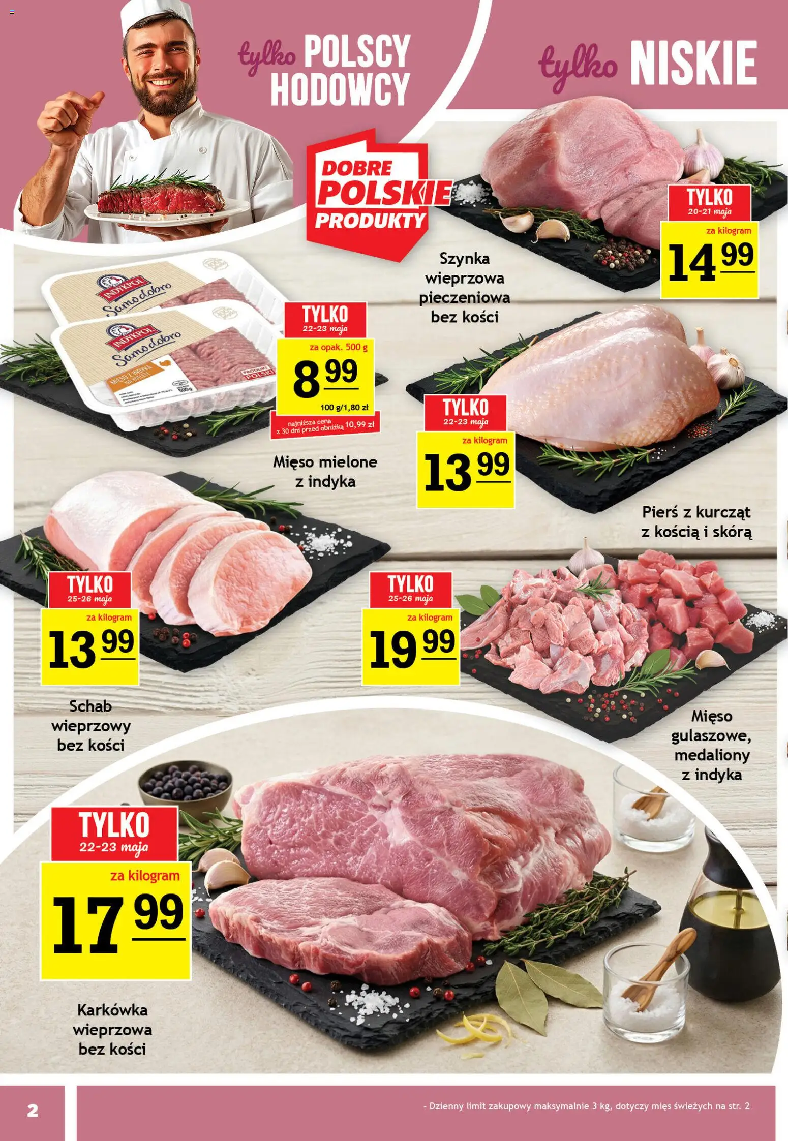 Gram Market gazetka od 20.05.2026 | Strona: 2 | Produkty: Schab wieprzowy, Mięso mielone, Mięso z indyka, Szynka