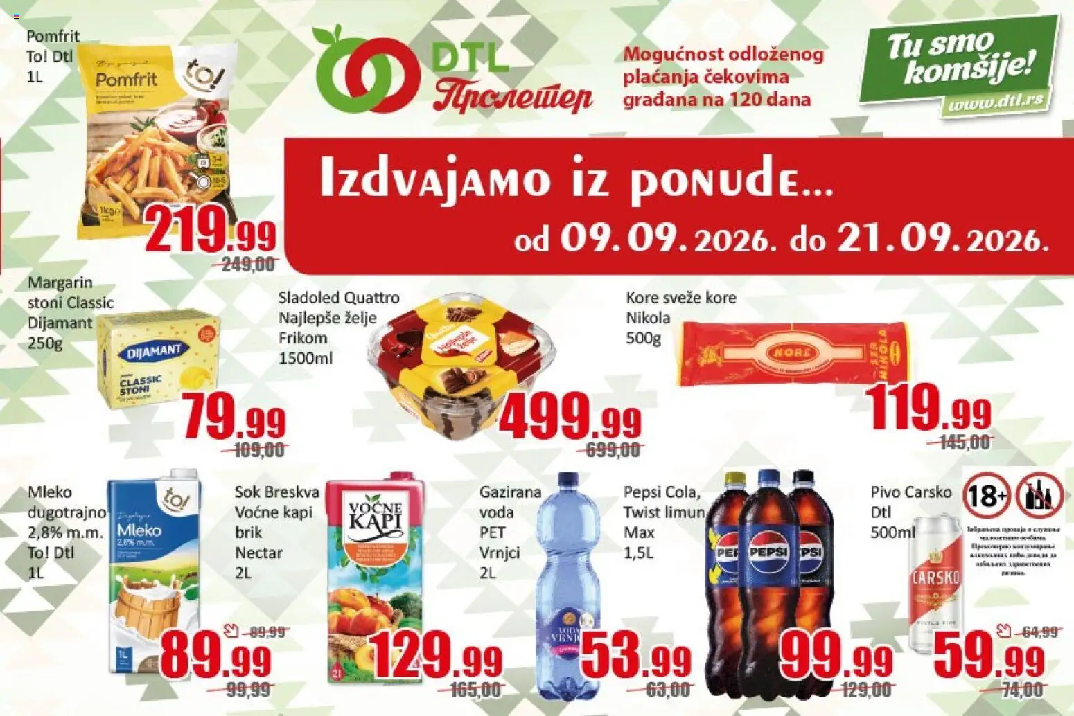 Metalac Proleter katalog - važi od 09.09.2026 | Strana: 3 | Proizvode: Voda, Margarin, Mleko, Limun