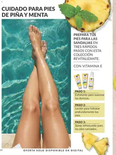 Vista previa Catálogo AVON campaña 9 válido desde el 01/09/2026 | Página: 216 | Productos: Sandalias, Piña, Exfoliante