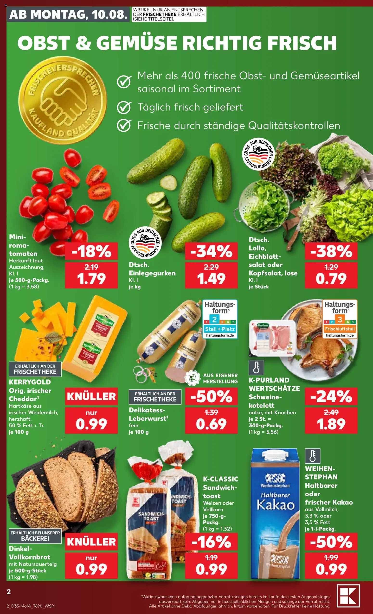 Kaufland Prospekt Speyer – gültig ab 10.08.2026 | Seite: 2 | Produkte: Bäckerei, Tomaten, Gemüse, Obst