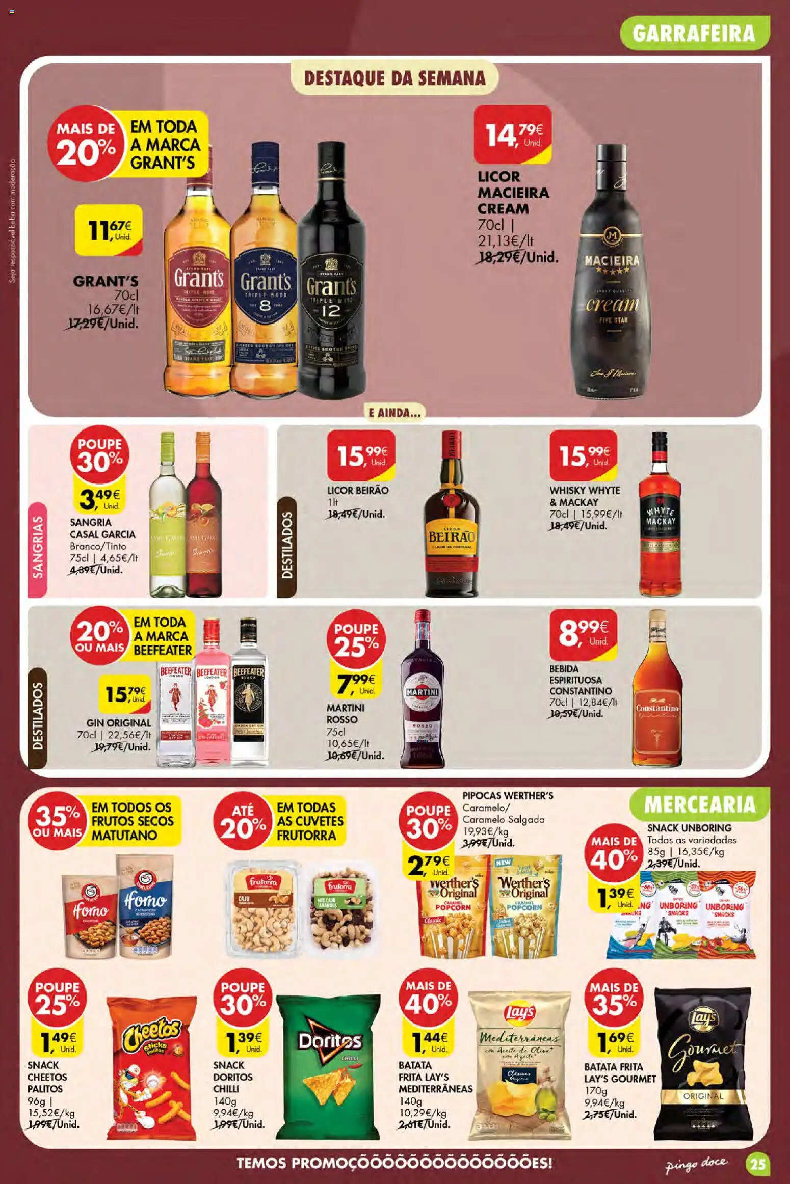 Pingo Doce folheto Poupe Esta Semana Açores │ válido de 08/10/2026 | Página: 25 | Produtos: Whisky, Frutos secos, Gin, Bebida