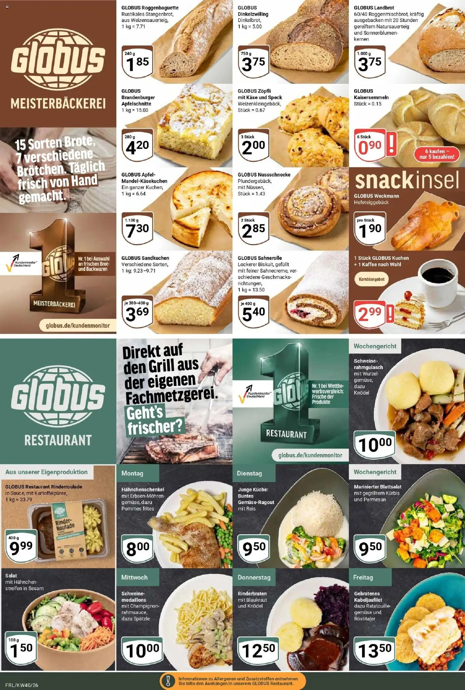Globus Prospekt Freilassing (ab 28.09.2026) » Angebote online | Seite: 10 | Produkte: Rinderbraten, Kaffee, Gemüse, Salat