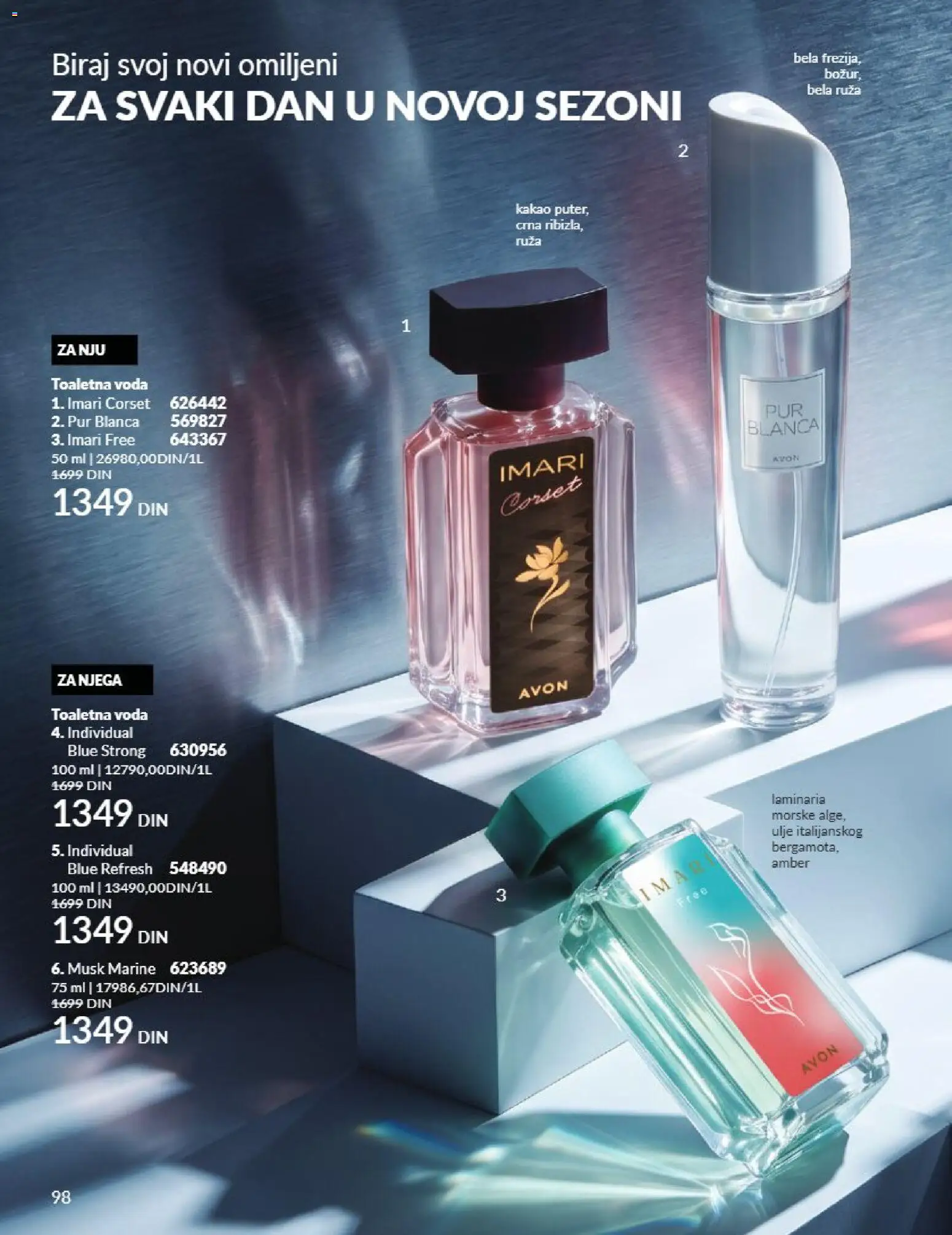 AVON katalog - važi od 01.09.2026 | Strana: 98 | Proizvode: Kakao, Toaletna voda, Voda, Ulje