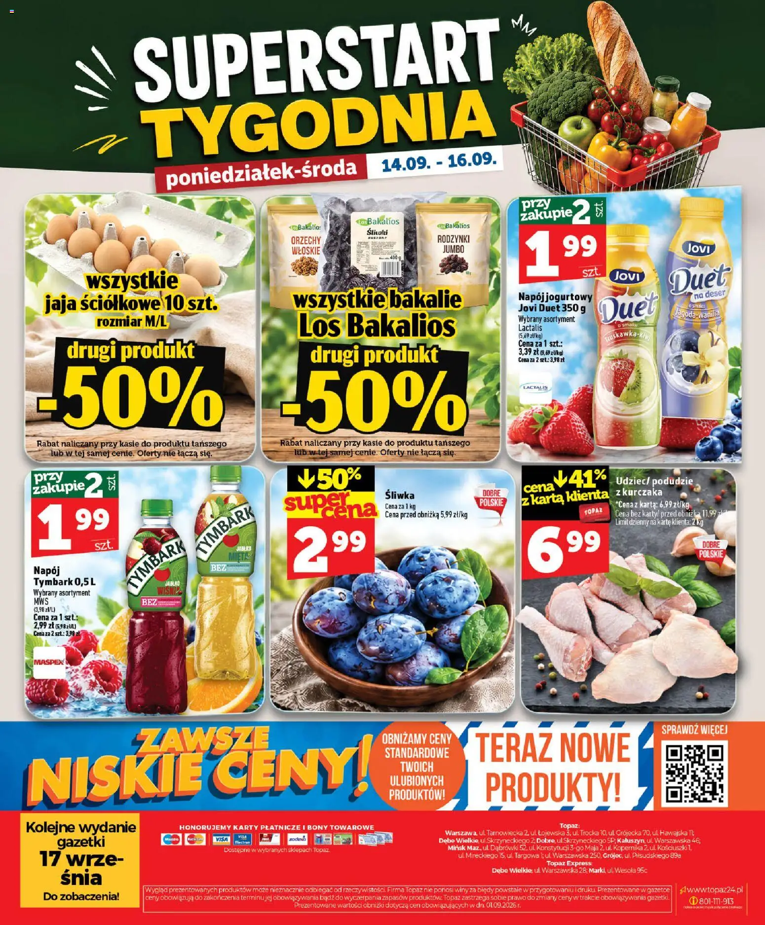 Topaz gazetka - MAZ od 10.09.2026 | Strona: 48 | Produkty: Karta, Mięta, Rodzynki, Jaja