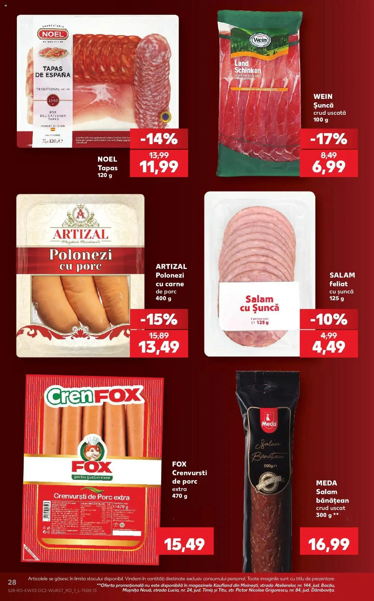 Kaufland Viseu de Sus 12.08.2026 - Revista si Oferta | Pagină: 28 | Produse: Crenvurști, Salam, Șuncă